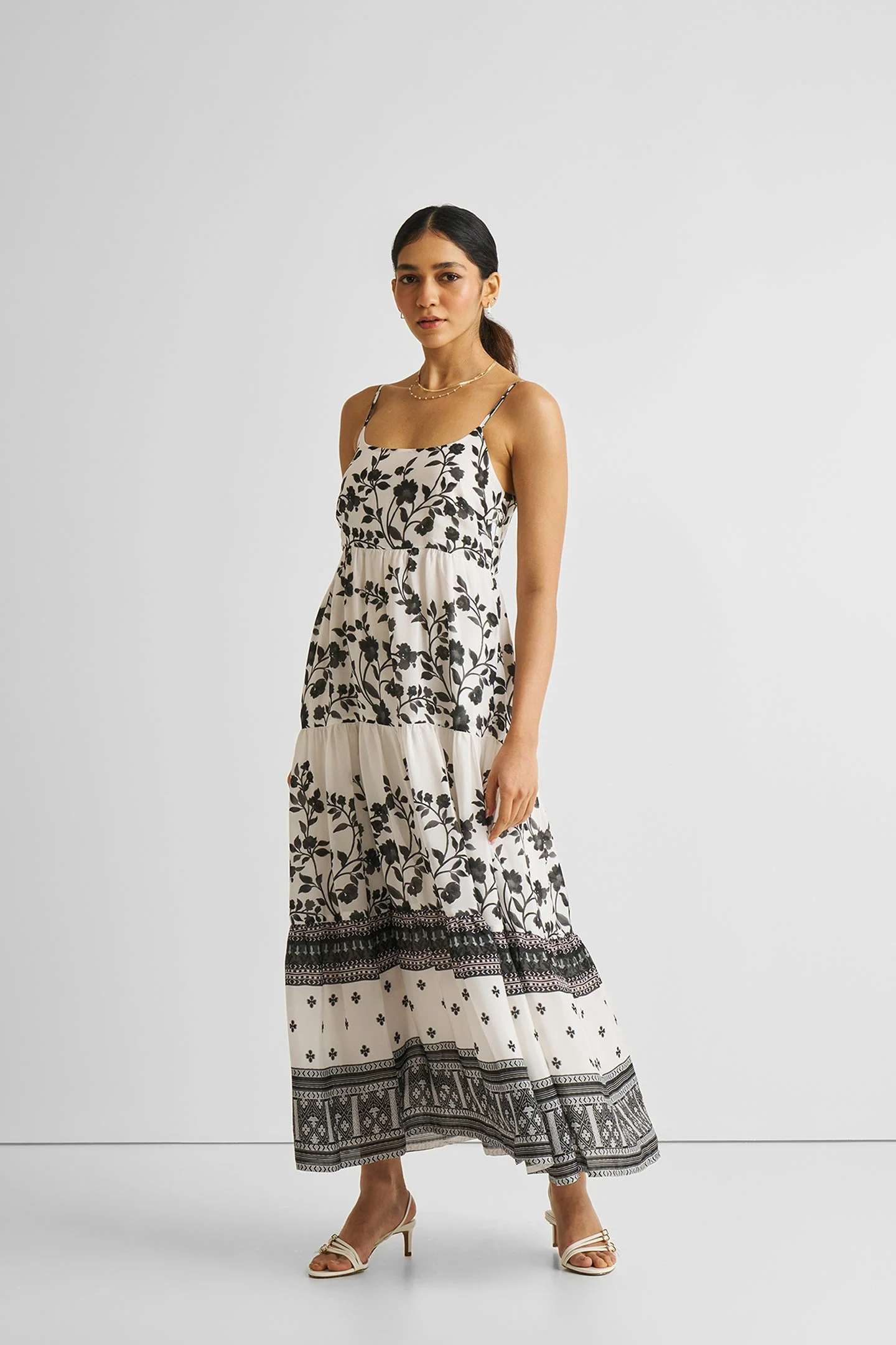 Strappy Tiered Maxi Dress in Florals - Image 6