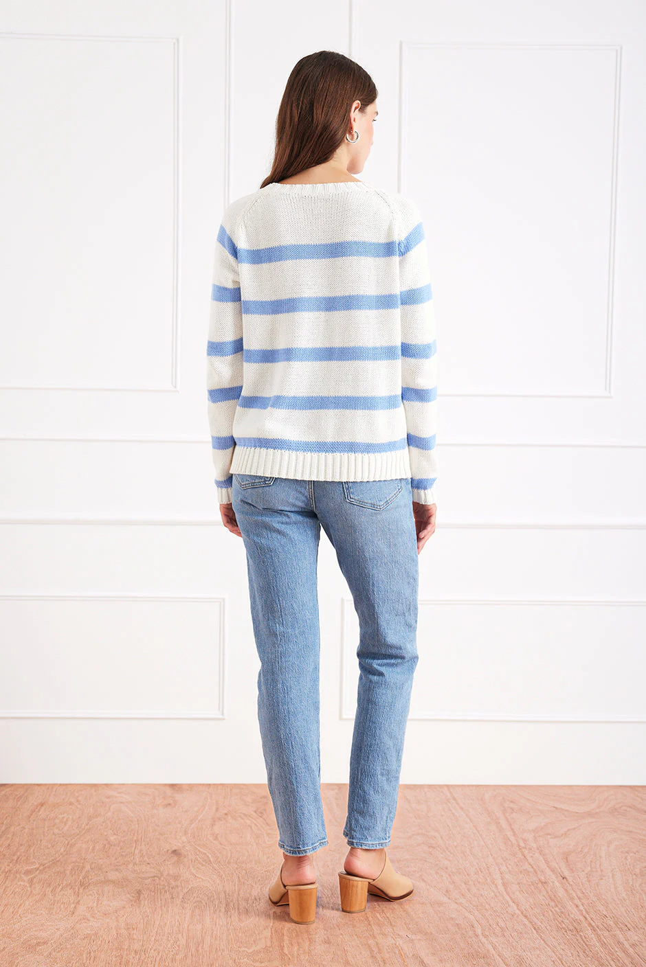 Stripe Sloane Crewneck in Coastal Blue - Image 4
