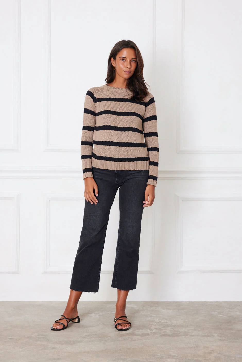 Stripe Sloane Crewneck in Mocha - Image 2