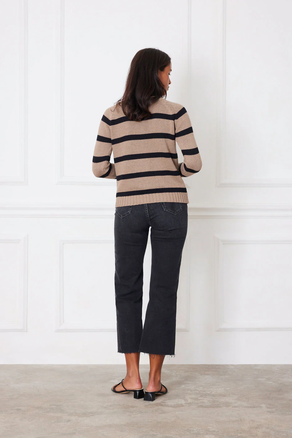Stripe Sloane Crewneck in Mocha - Image 3