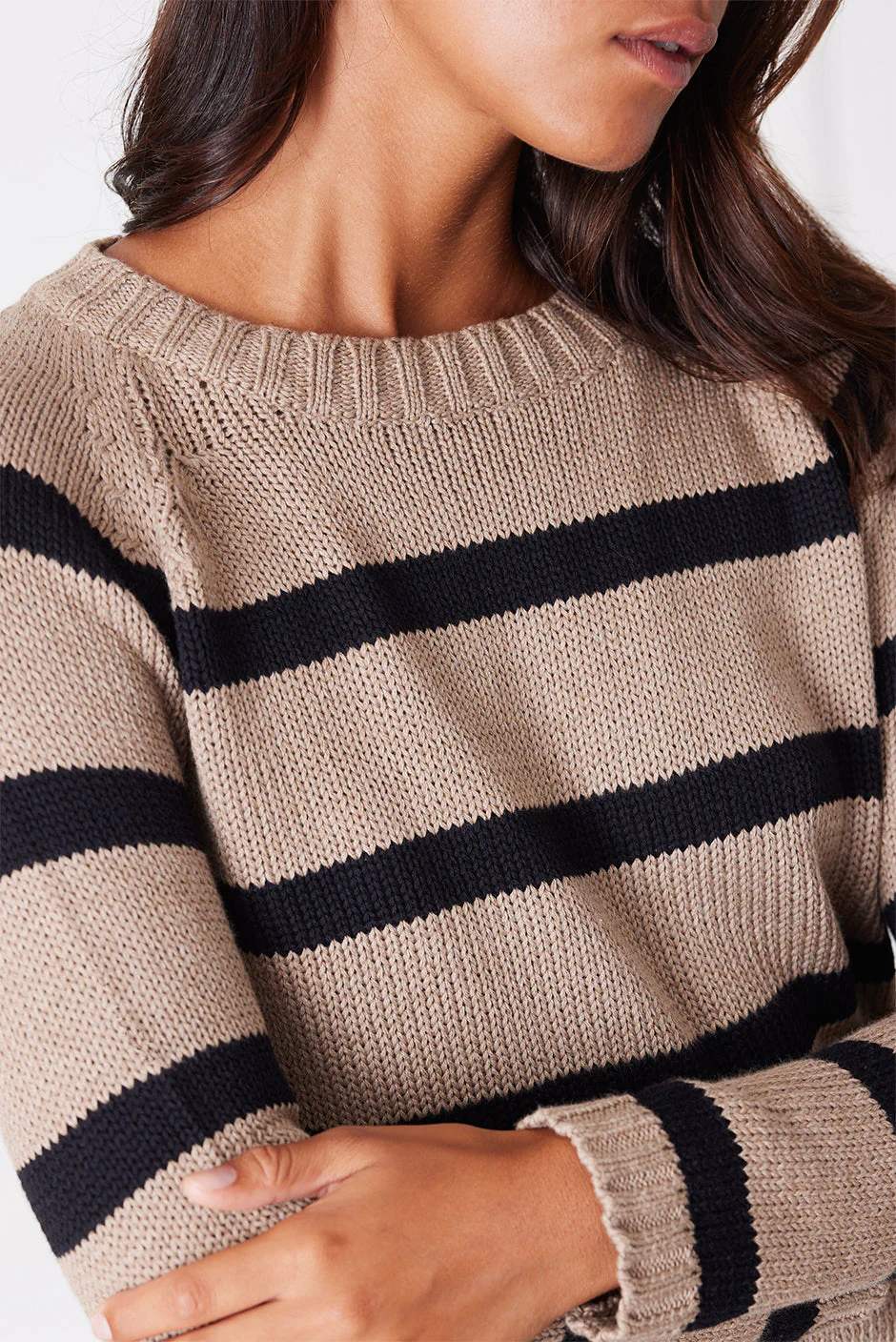 Stripe Sloane Crewneck in Mocha - Image 5