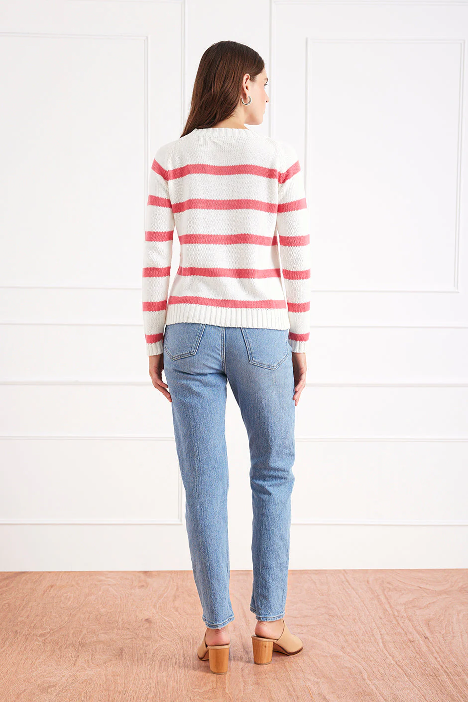 Stripe Sloane Crewneck in Raspberry - Image 5