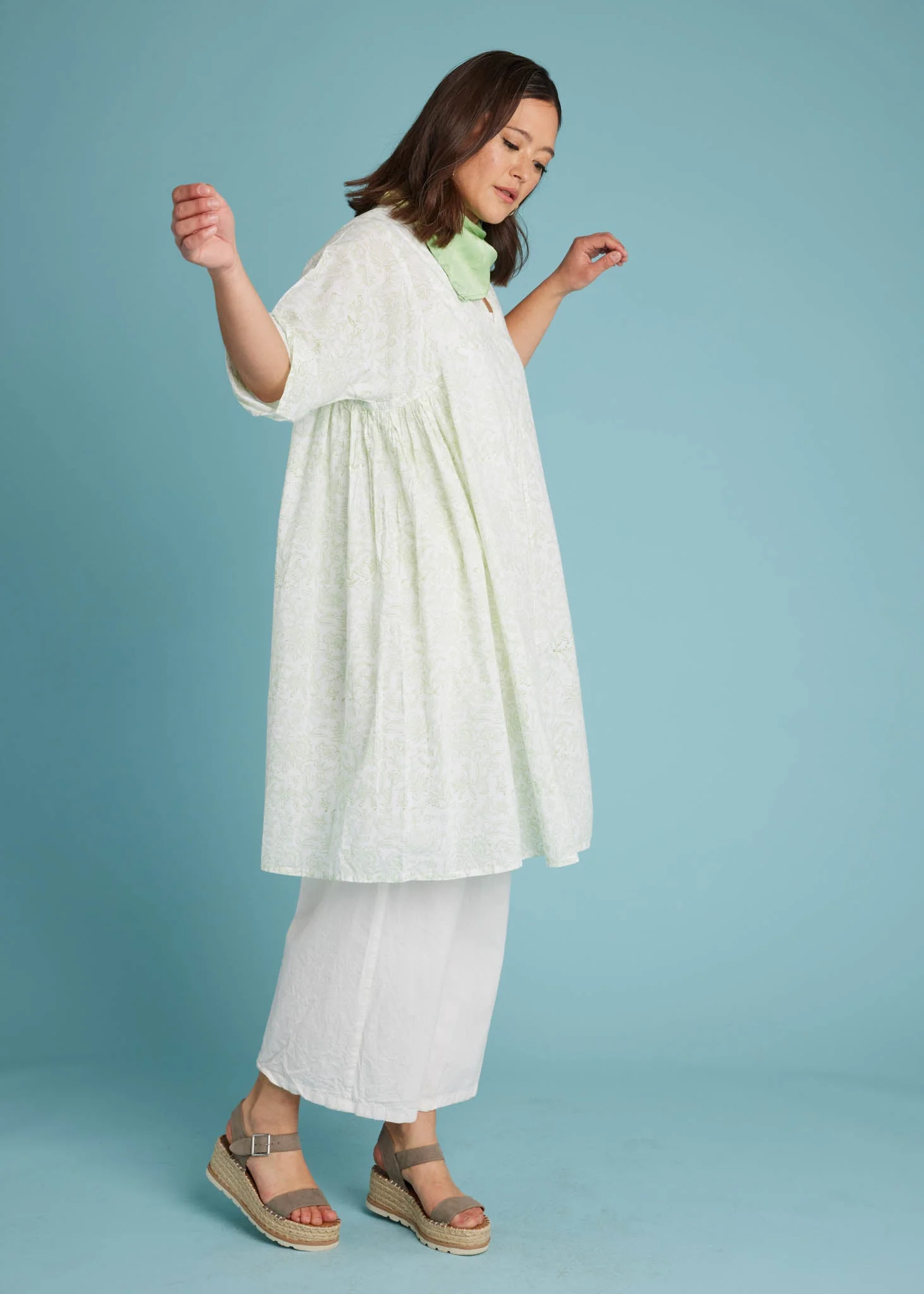 Sunshine Coast Caftan - Floral Toile Grass Green - Image 4