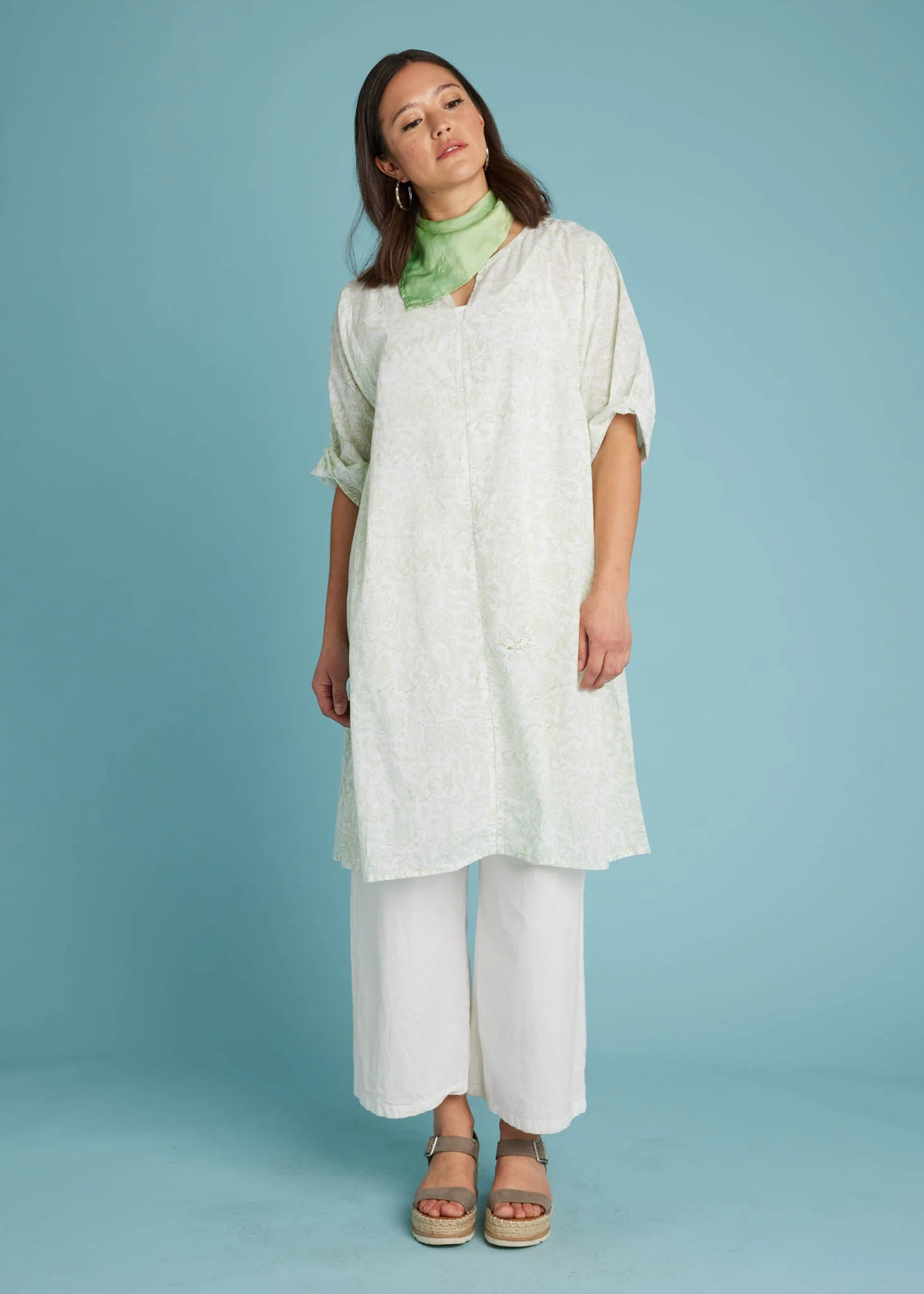 Sunshine Coast Caftan - Floral Toile Grass Green - Image 5