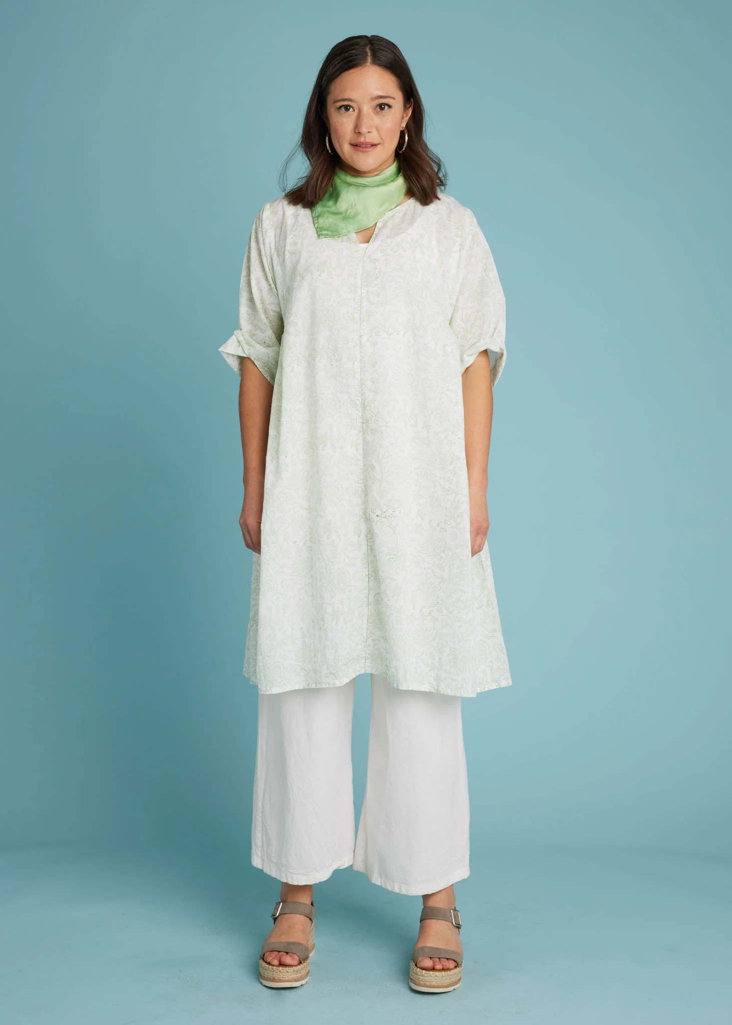 Sunshine Coast Caftan - Floral Toile Grass Green - Image 6
