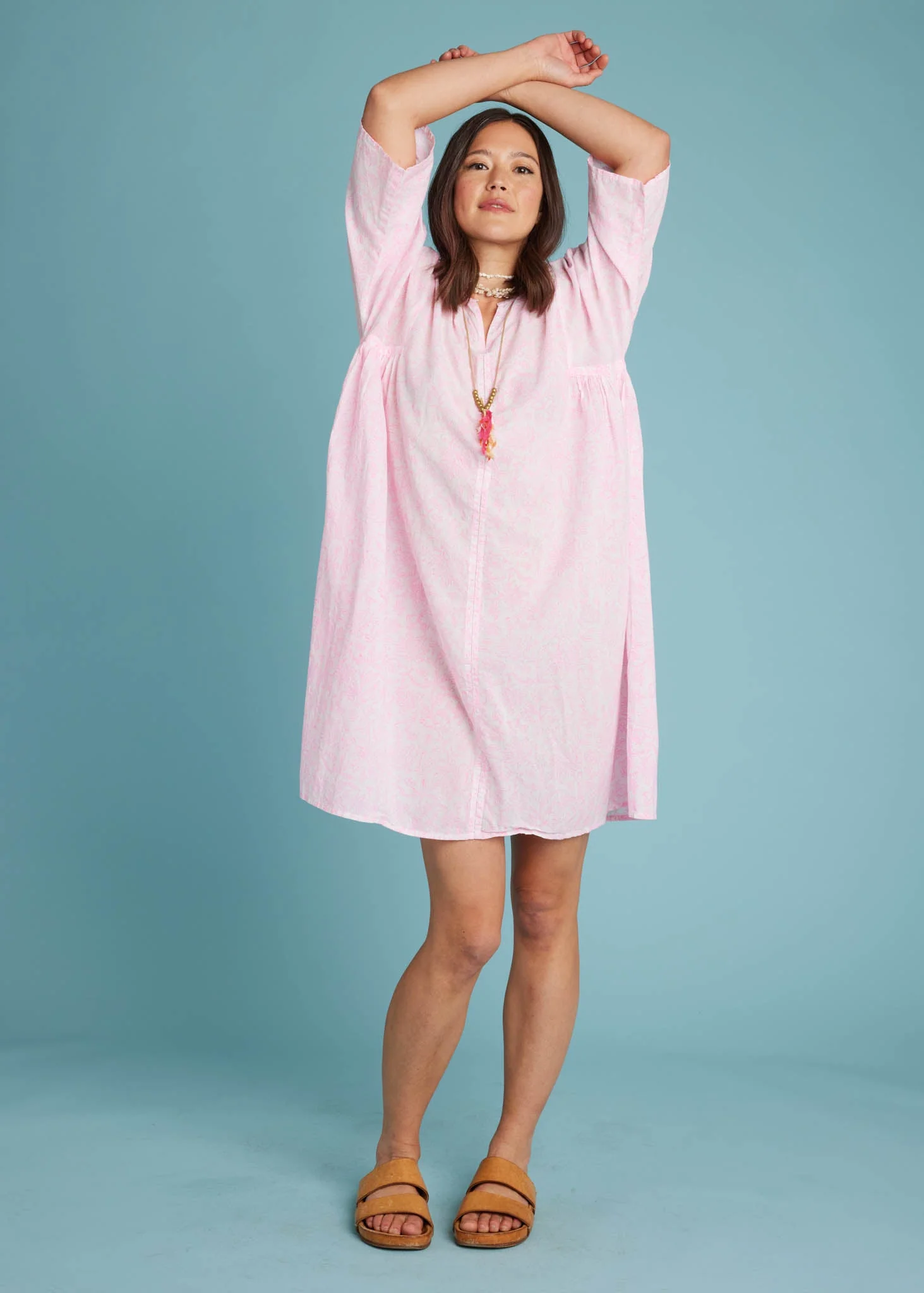 Sunshine Coast Caftan - Floral Toile Neon Pink - Image 3