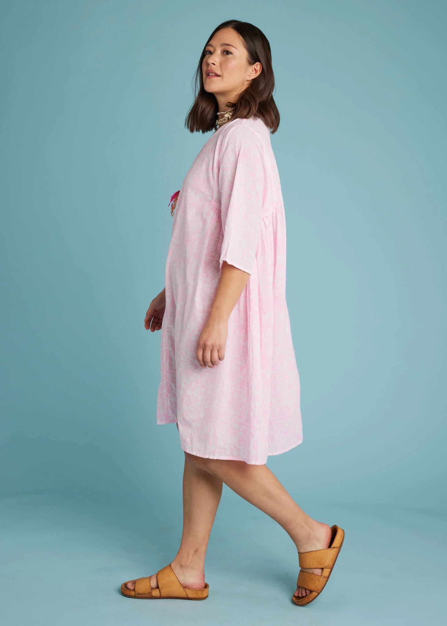 Sunshine Coast Caftan - Floral Toile Neon Pink - Image 4