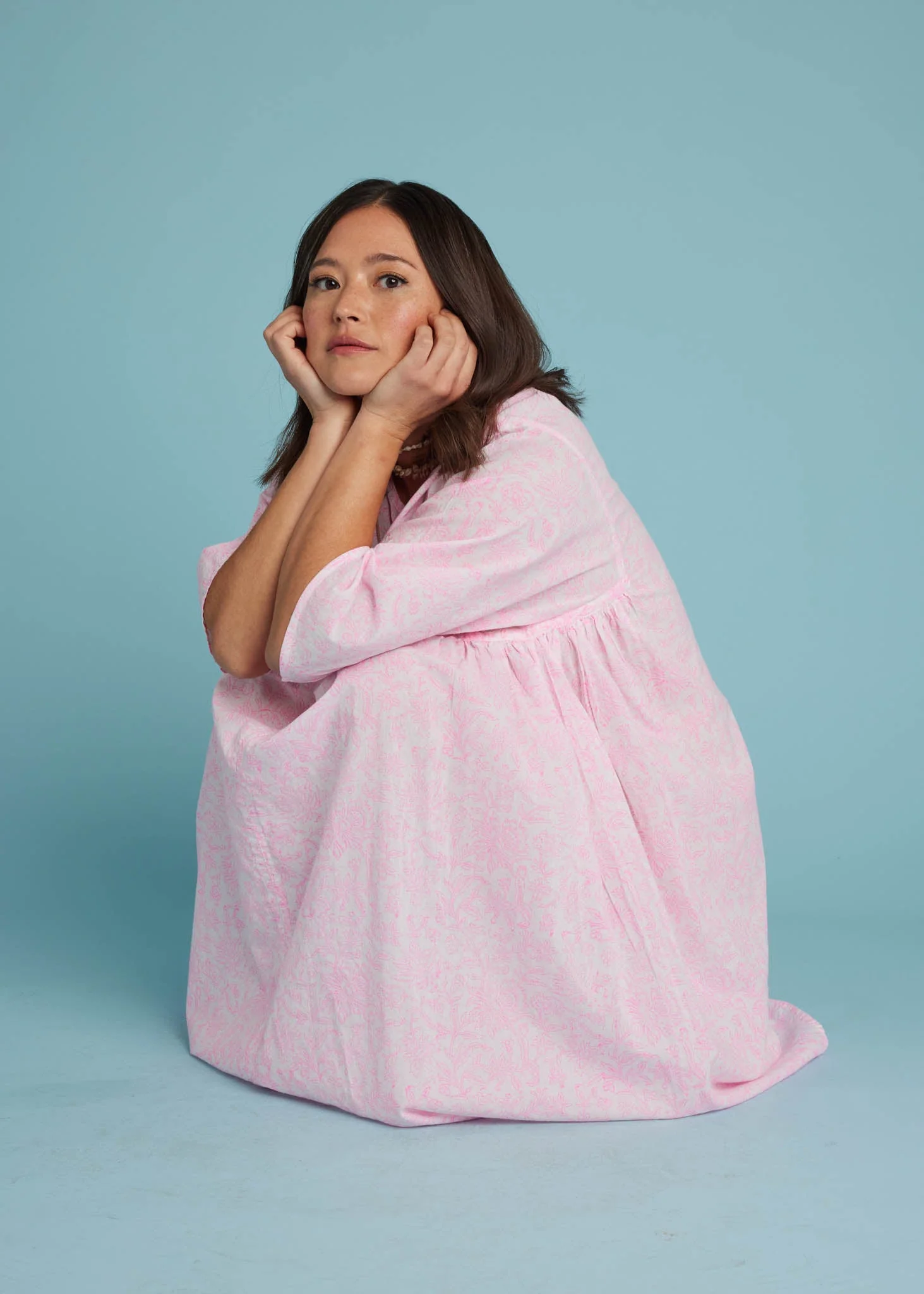 Sunshine Coast Caftan - Floral Toile Neon Pink - Image 5