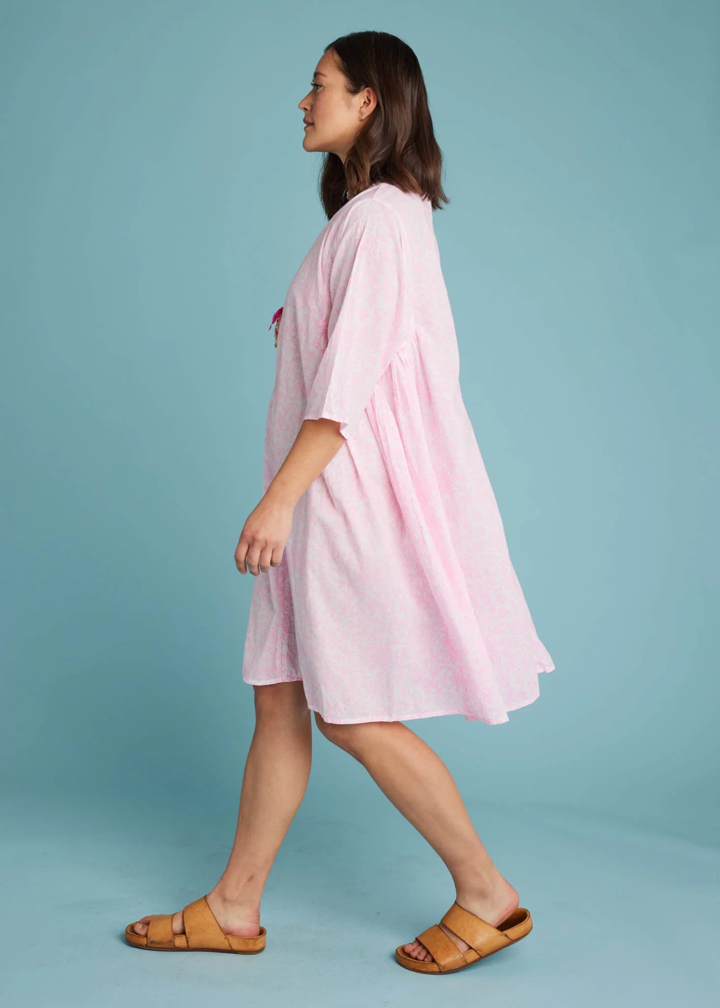 Sunshine Coast Caftan - Floral Toile Neon Pink - Image 6