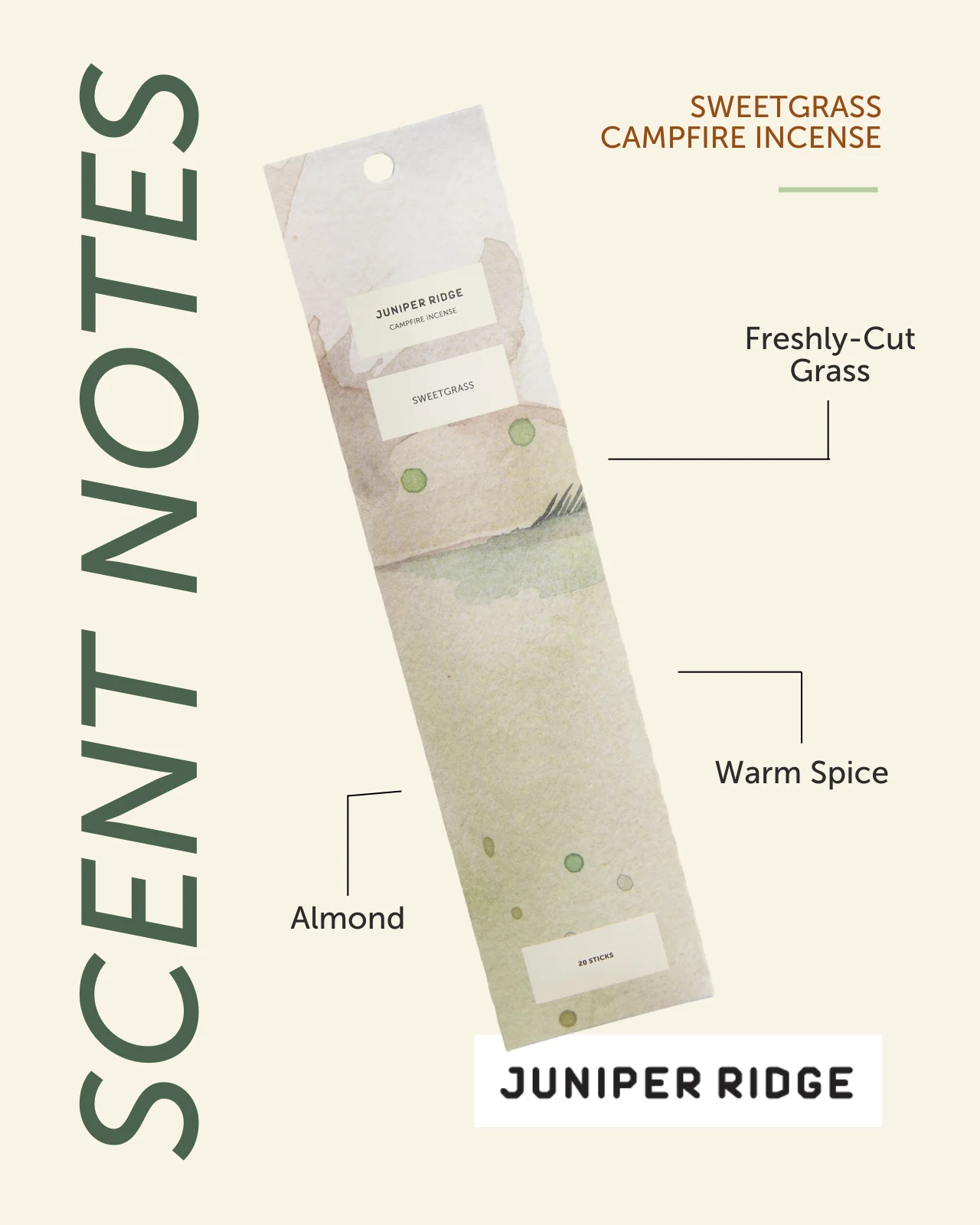 Sweetgrass Campfire Incense (20 Sticks) 3-Pack - Image 3