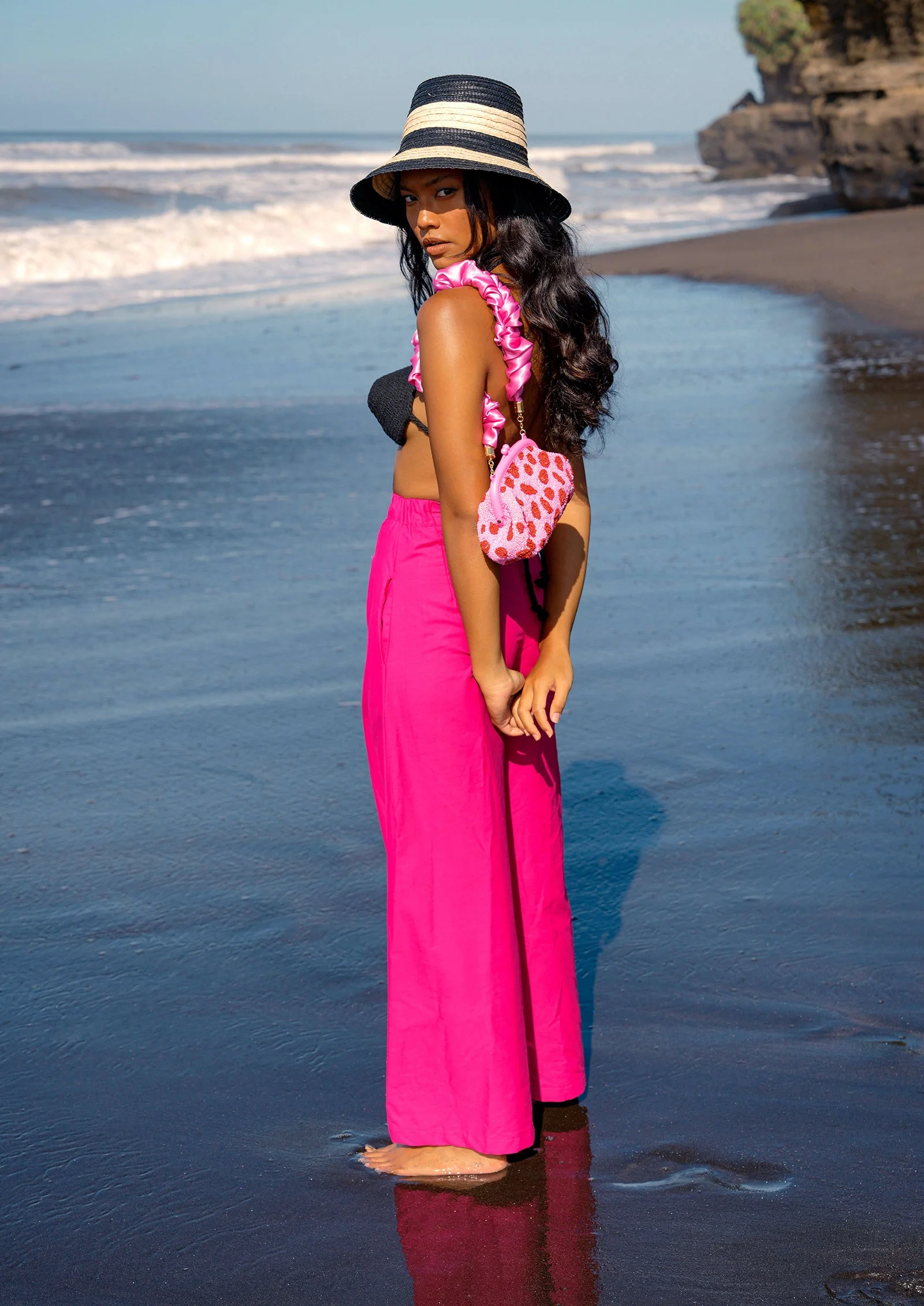 TAYLOR Wide-leg Palazzo Pants In Hot Pink - Image 4