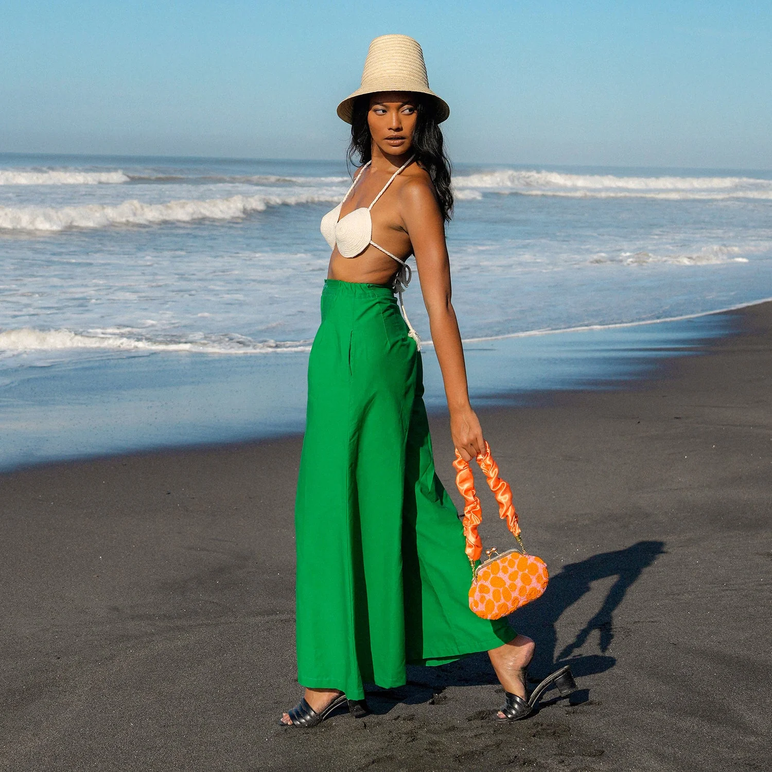 TAYLOR Wide-leg Palazzo Pants in Kelly Green - Image 2