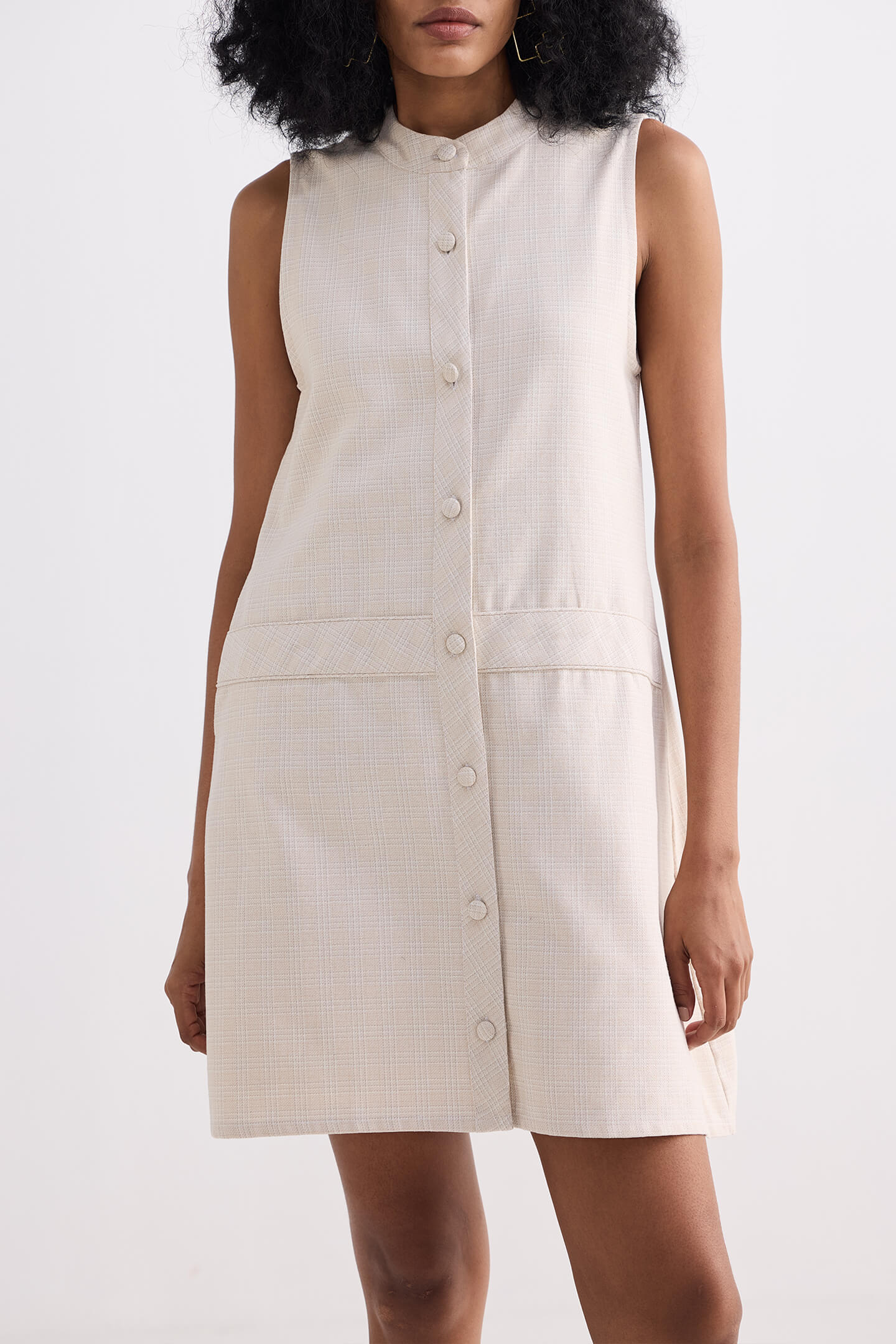 The Cotton Tweed Shift Dress in Cream - Image 8