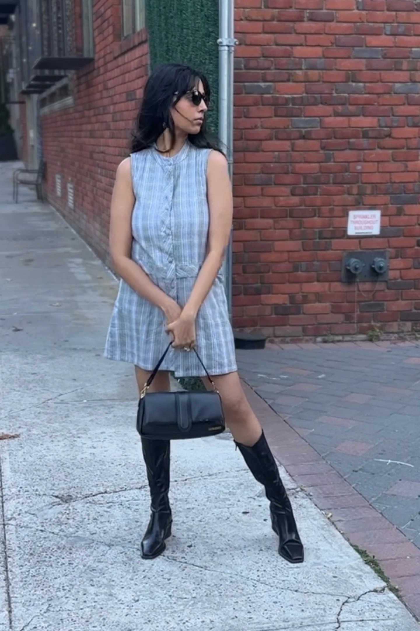 The Cotton Tweed Shift Dress in Grey - Image 10
