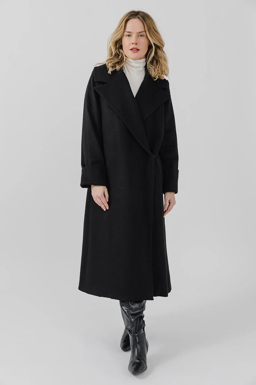 The Dearborn Long Wool Trench Coat - Black - Image 10