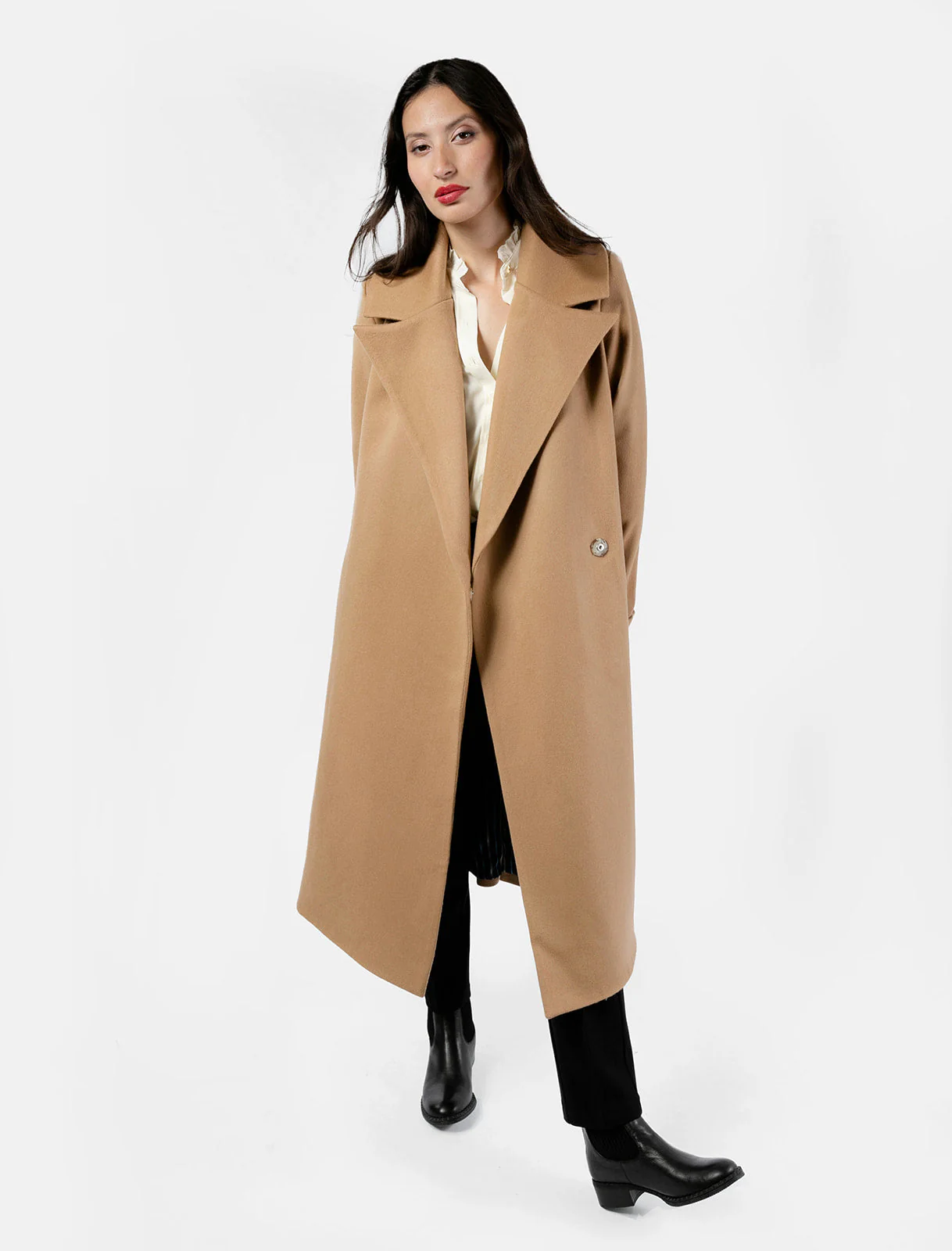 The Dearborn Long Wool Trench Coat - Camel - Image 4