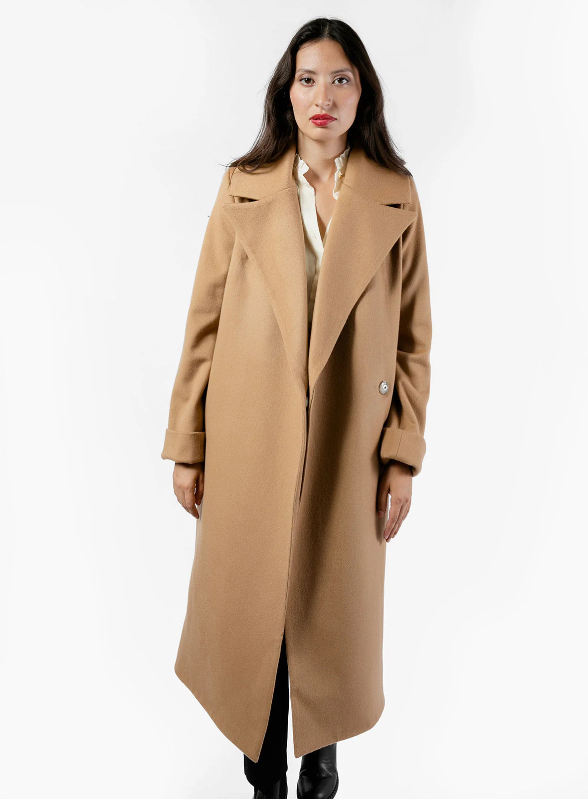 The Dearborn Long Wool Trench Coat - Camel - Image 6