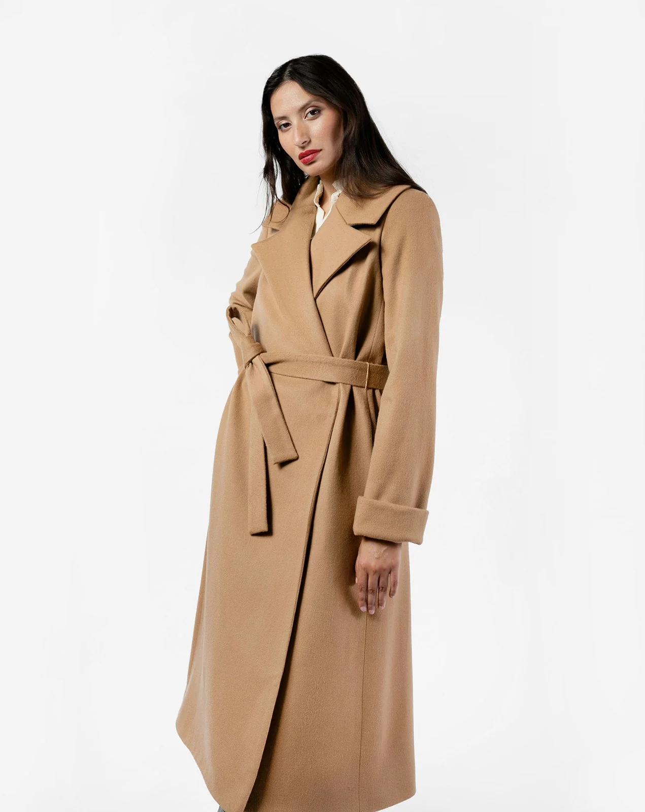 The Dearborn Long Wool Trench Coat - Camel - Image 9