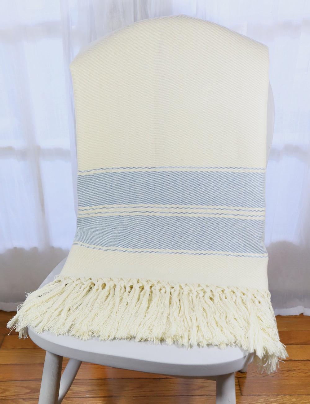 Throw Blanket in Blue Stripes - Image 2