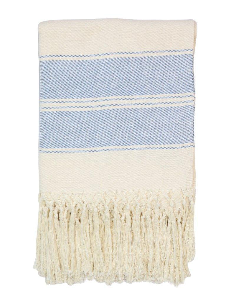 Throw Blanket in Blue Stripes - Image 3