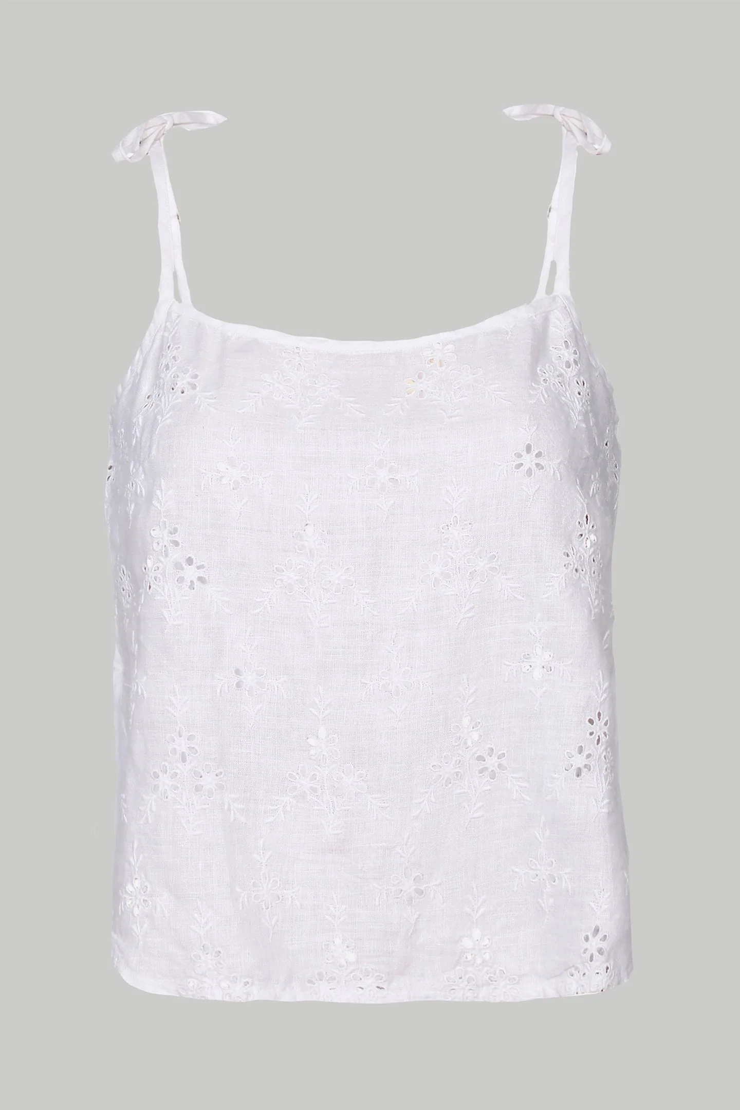 Tie-up Camisole in White Embroidery - Image 5