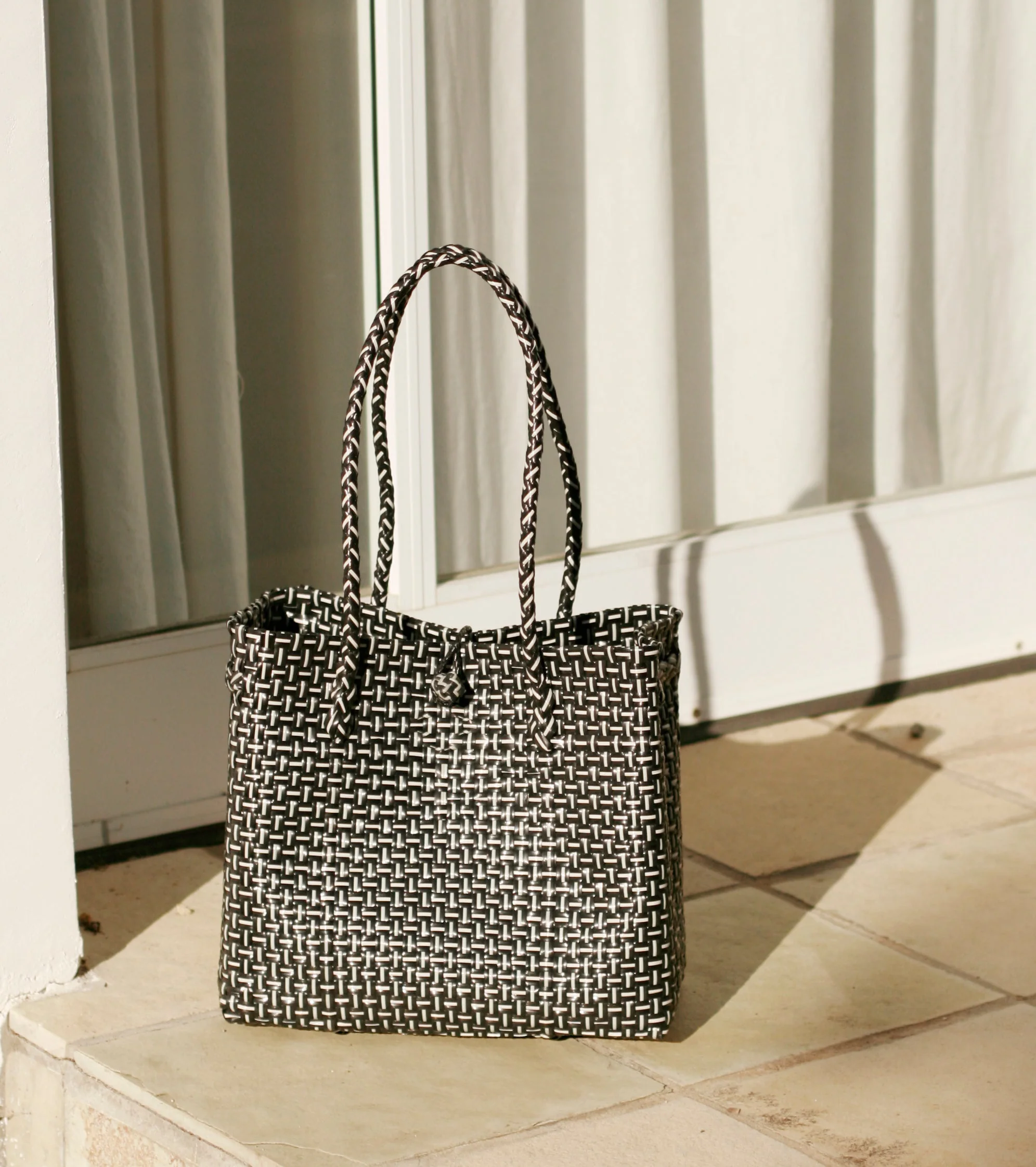 Toko Recycled Woven Tote Bag, in Black - Image 2