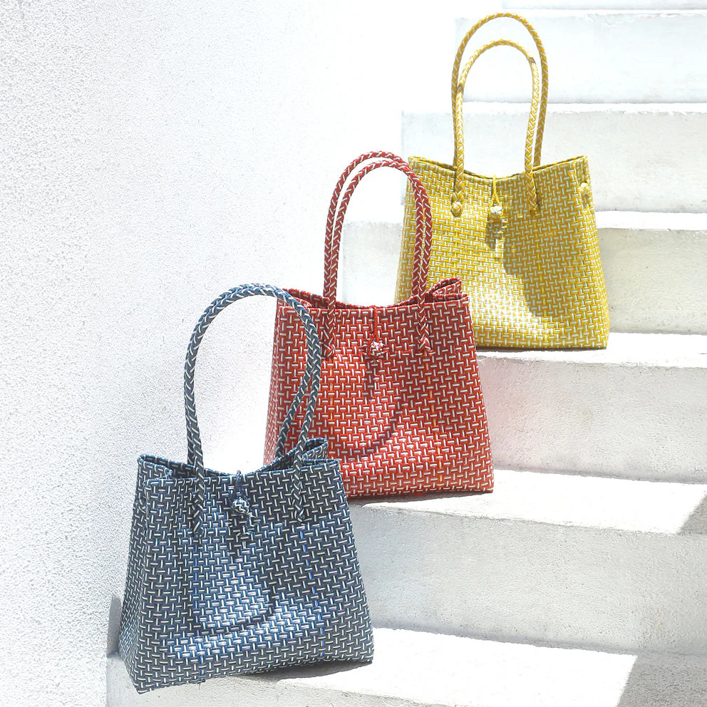 TOKO Recycled Woven Tote Bag, in Red & White - Image 7