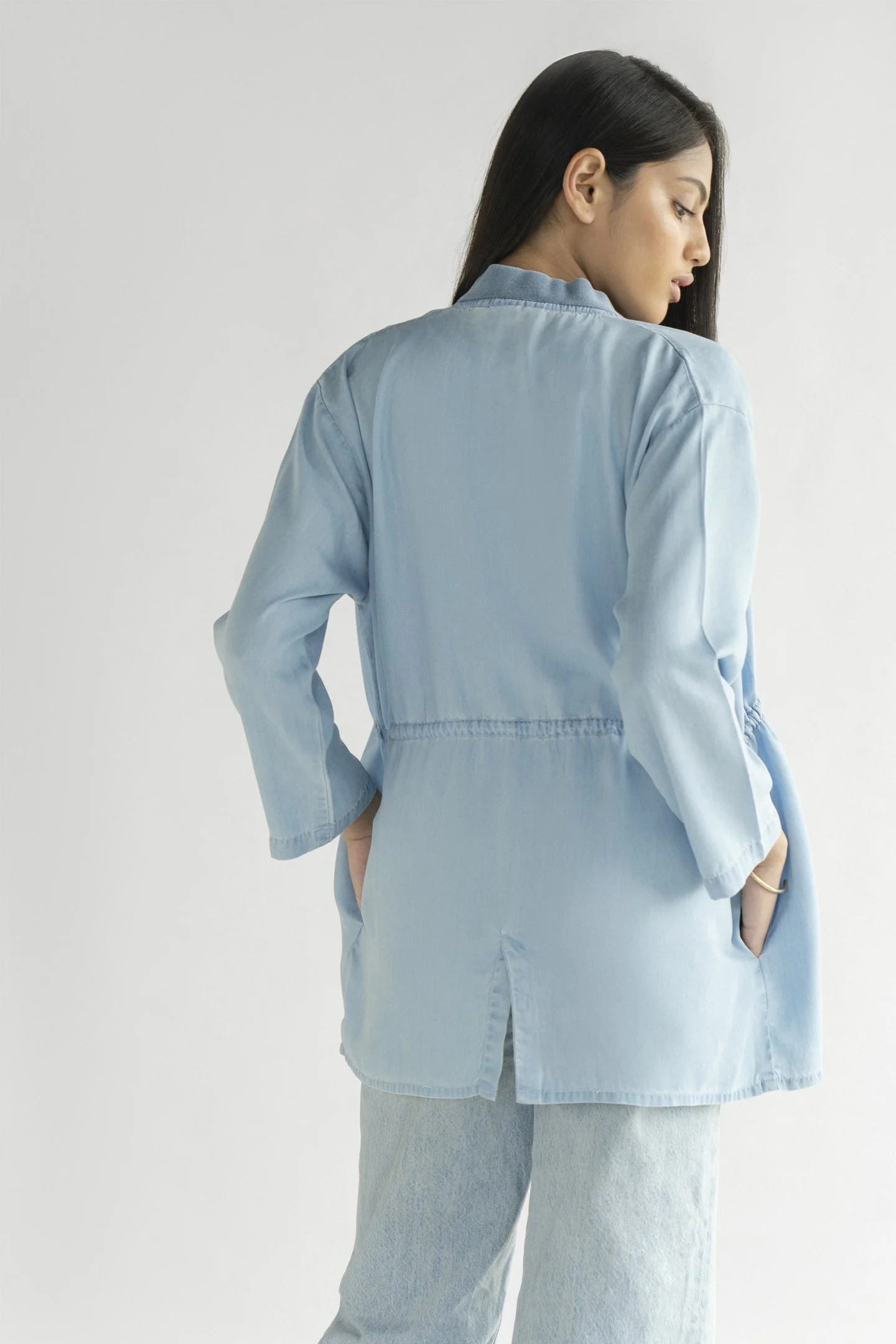 Travel Light Denim Jacket in Ocean Blue - Image 2