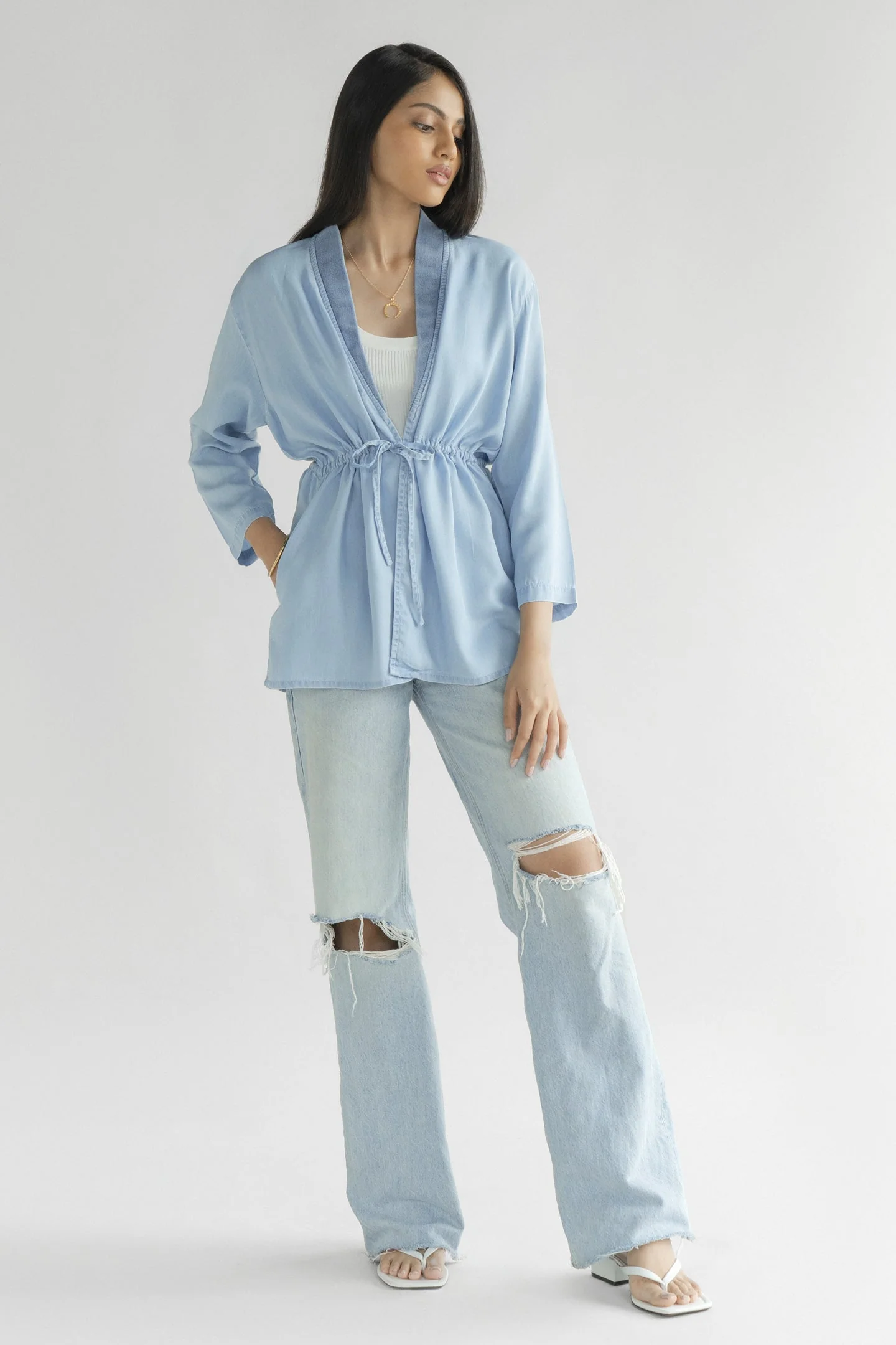 Travel Light Denim Jacket in Ocean Blue - Image 3