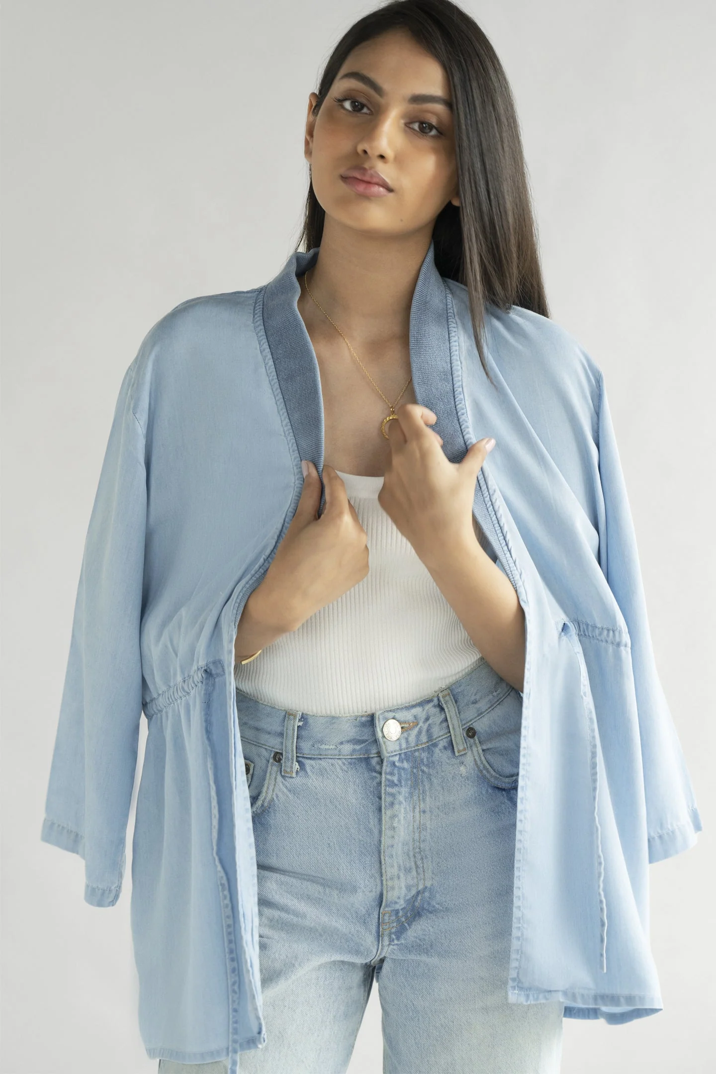 Travel Light Denim Jacket in Ocean Blue - Image 4