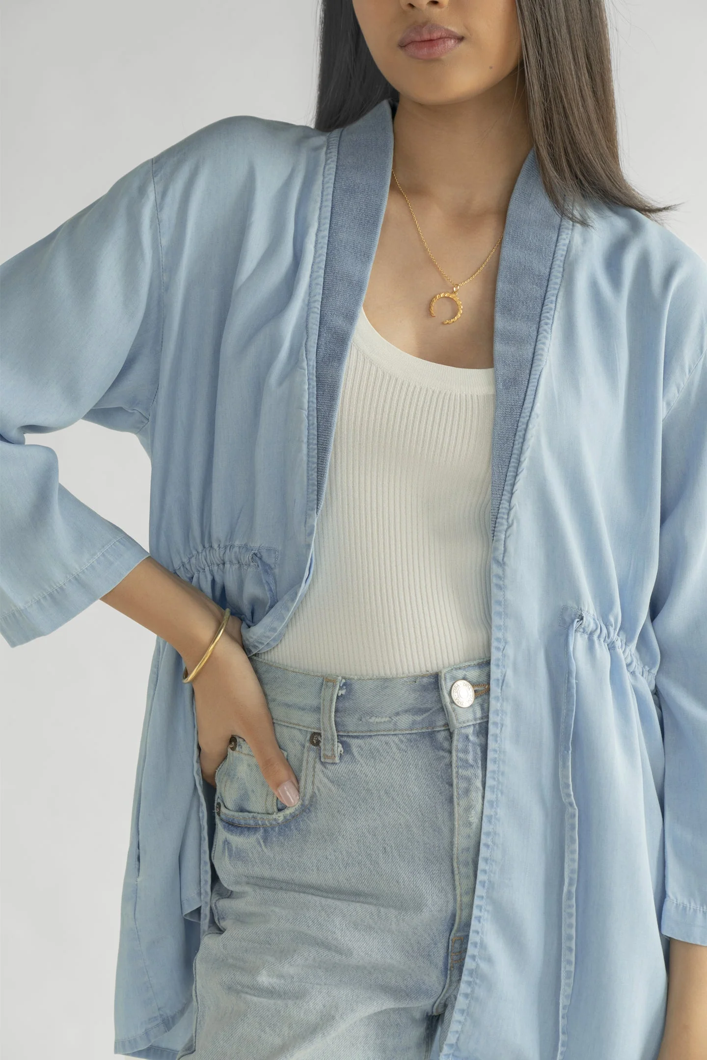 Travel Light Denim Jacket in Ocean Blue - Image 5