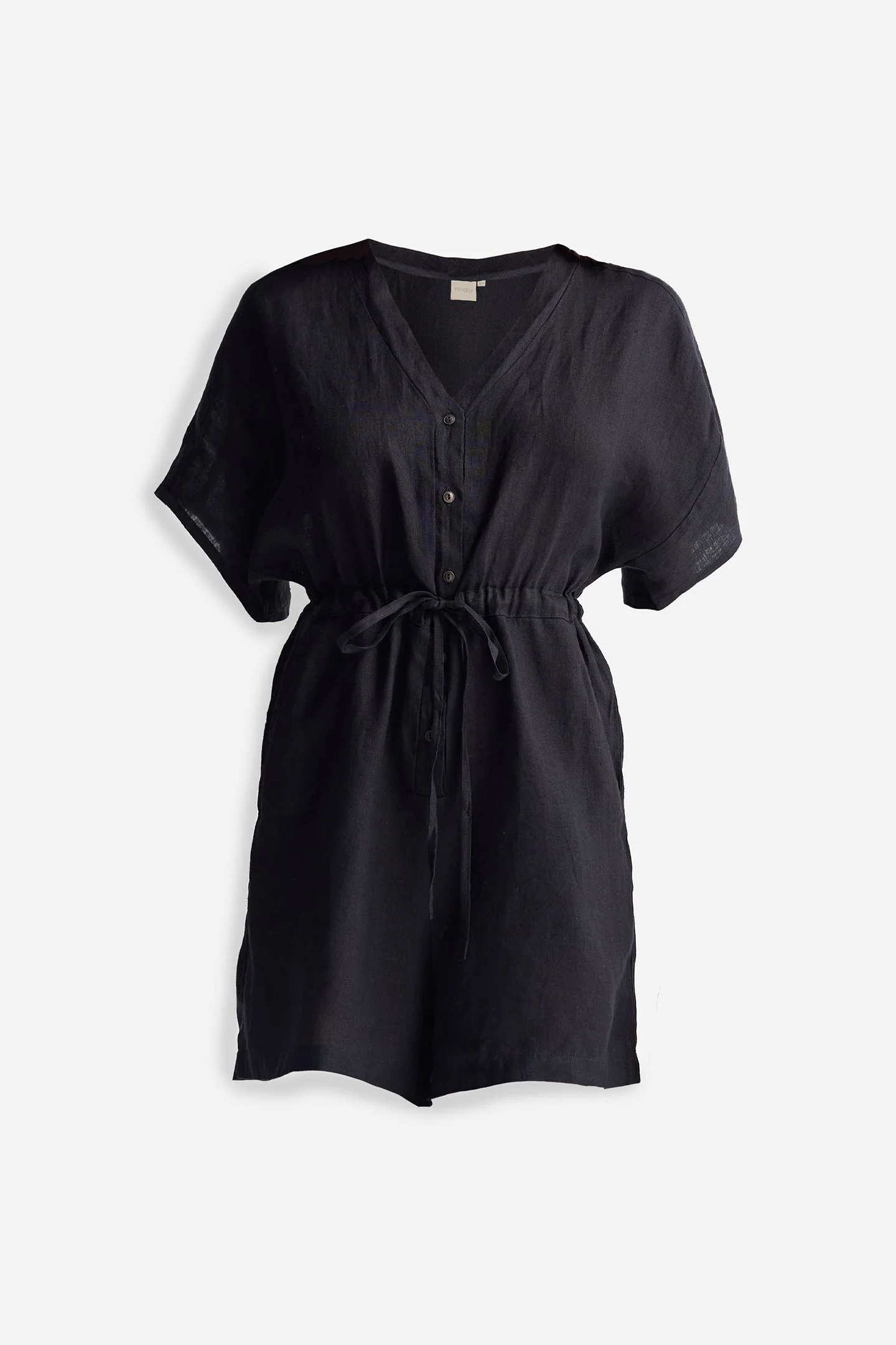 V neck Drawstring Romper in Black - Image 9