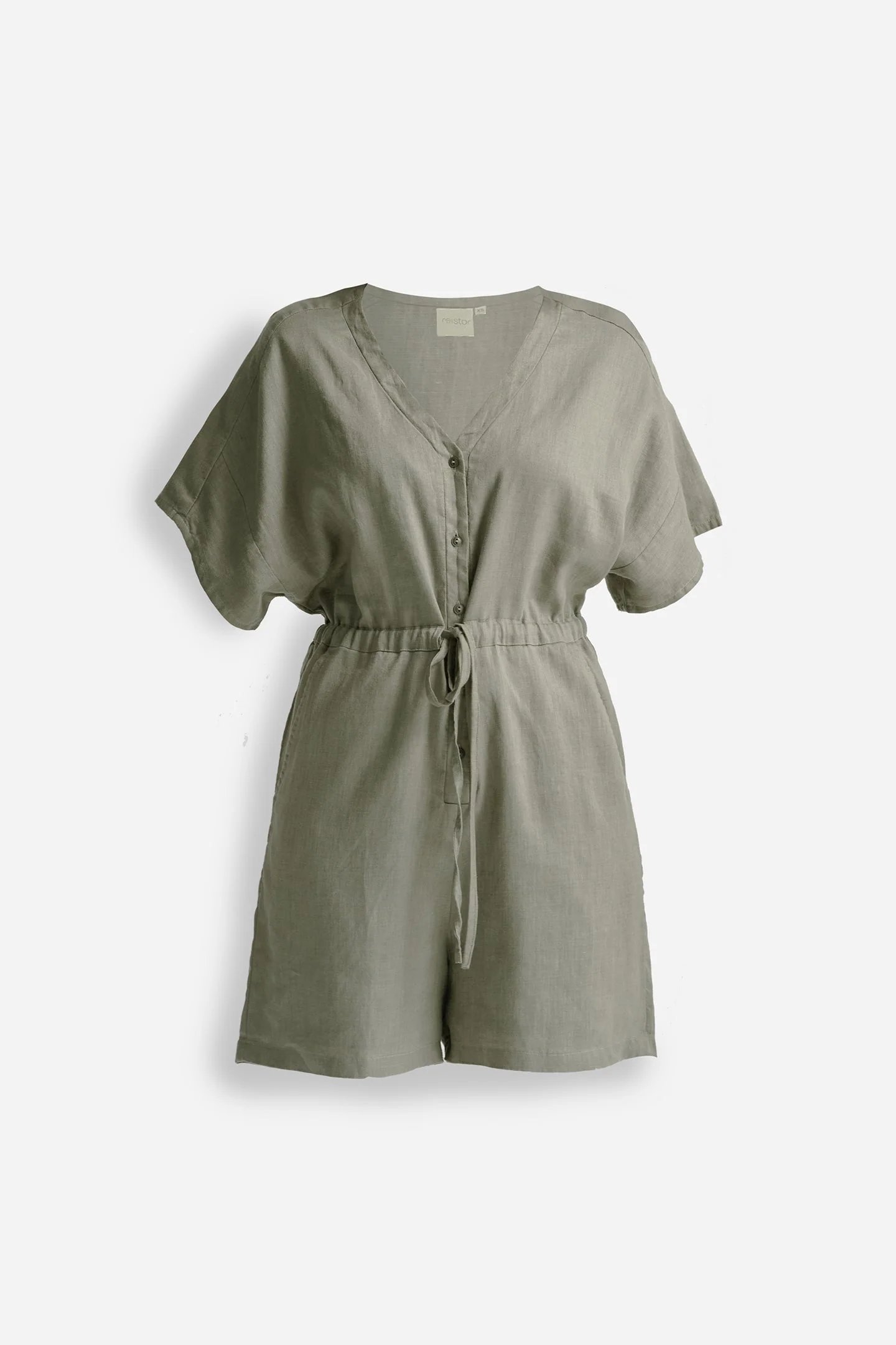 V neck Drawstring Romper in Dark Green - Image 8