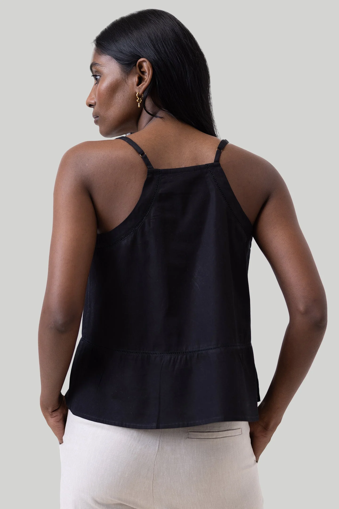 V-neck Lace Camisole in Black - Image 2