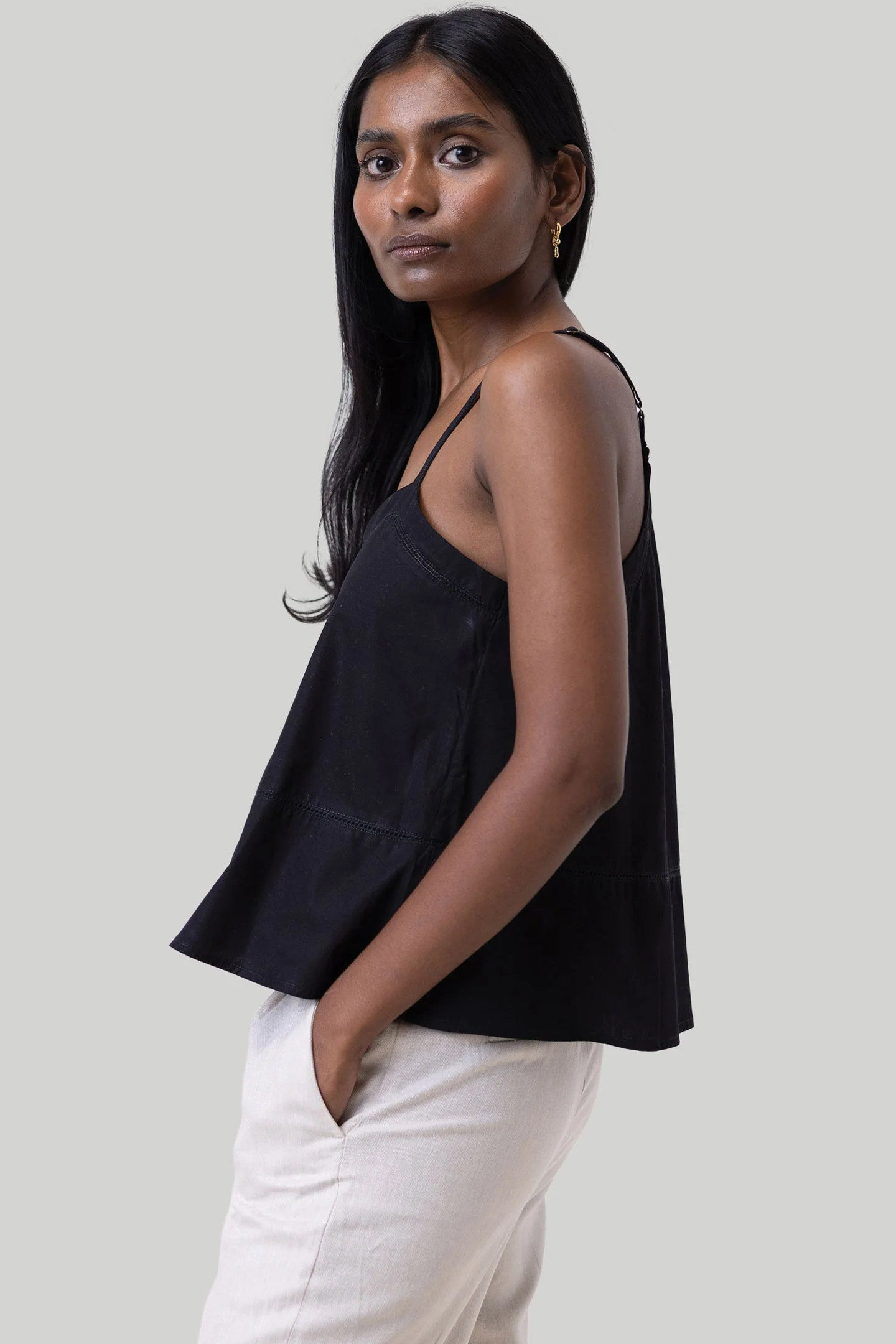 V-neck Lace Camisole in Black - Image 4