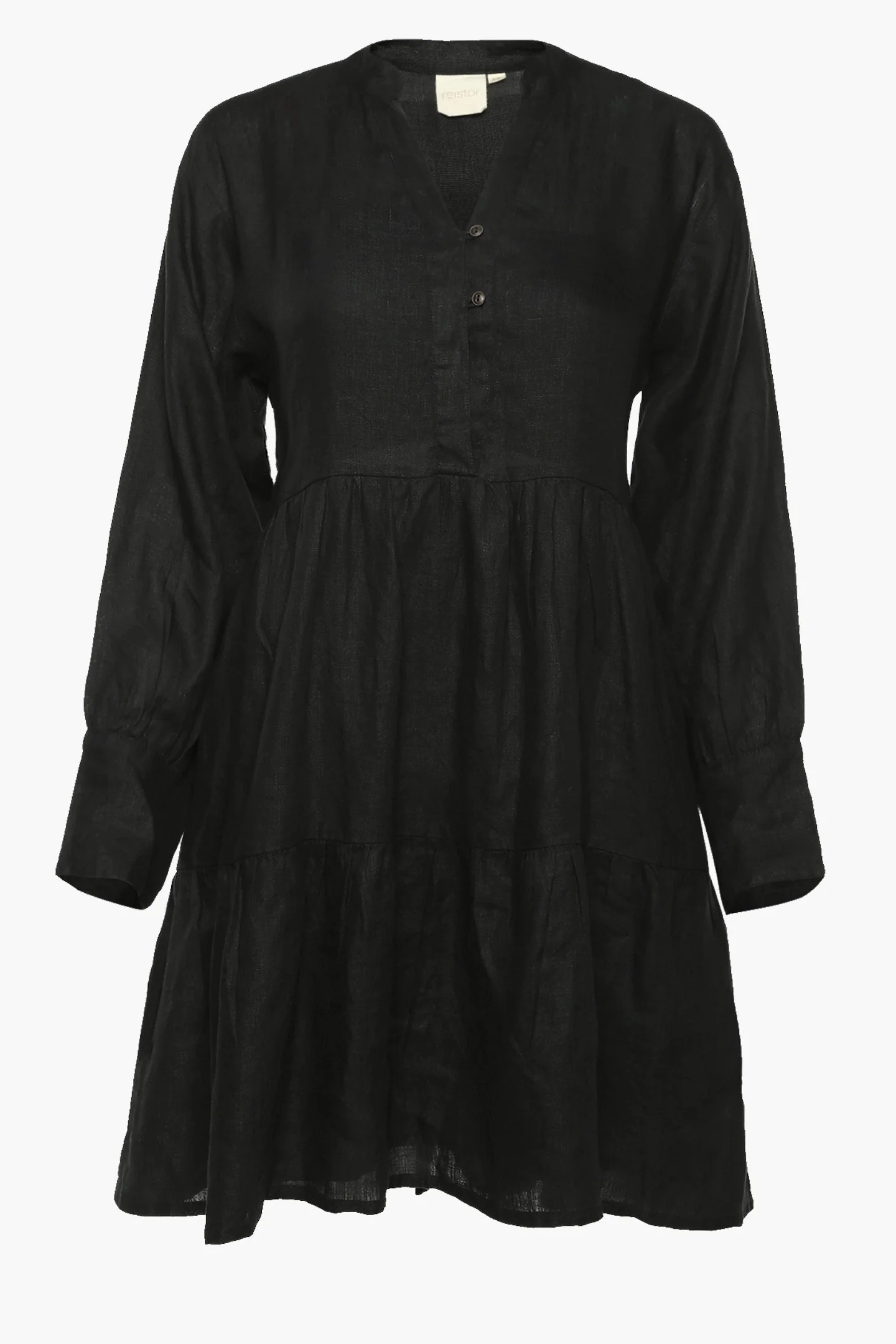 V-neck Tiered Dress in Black - Image 5