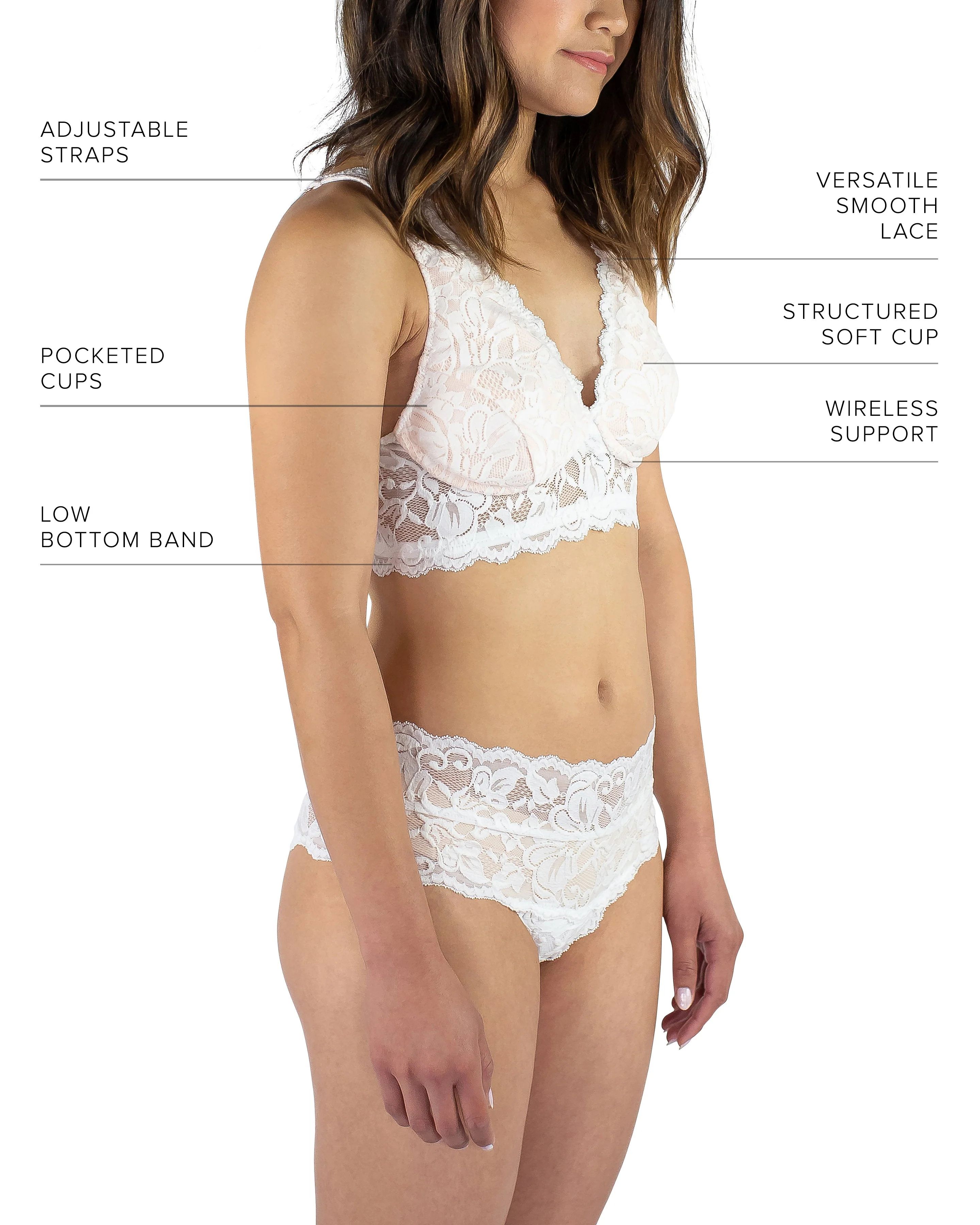 Vela Wireless Bra, White / Blush - Image 7