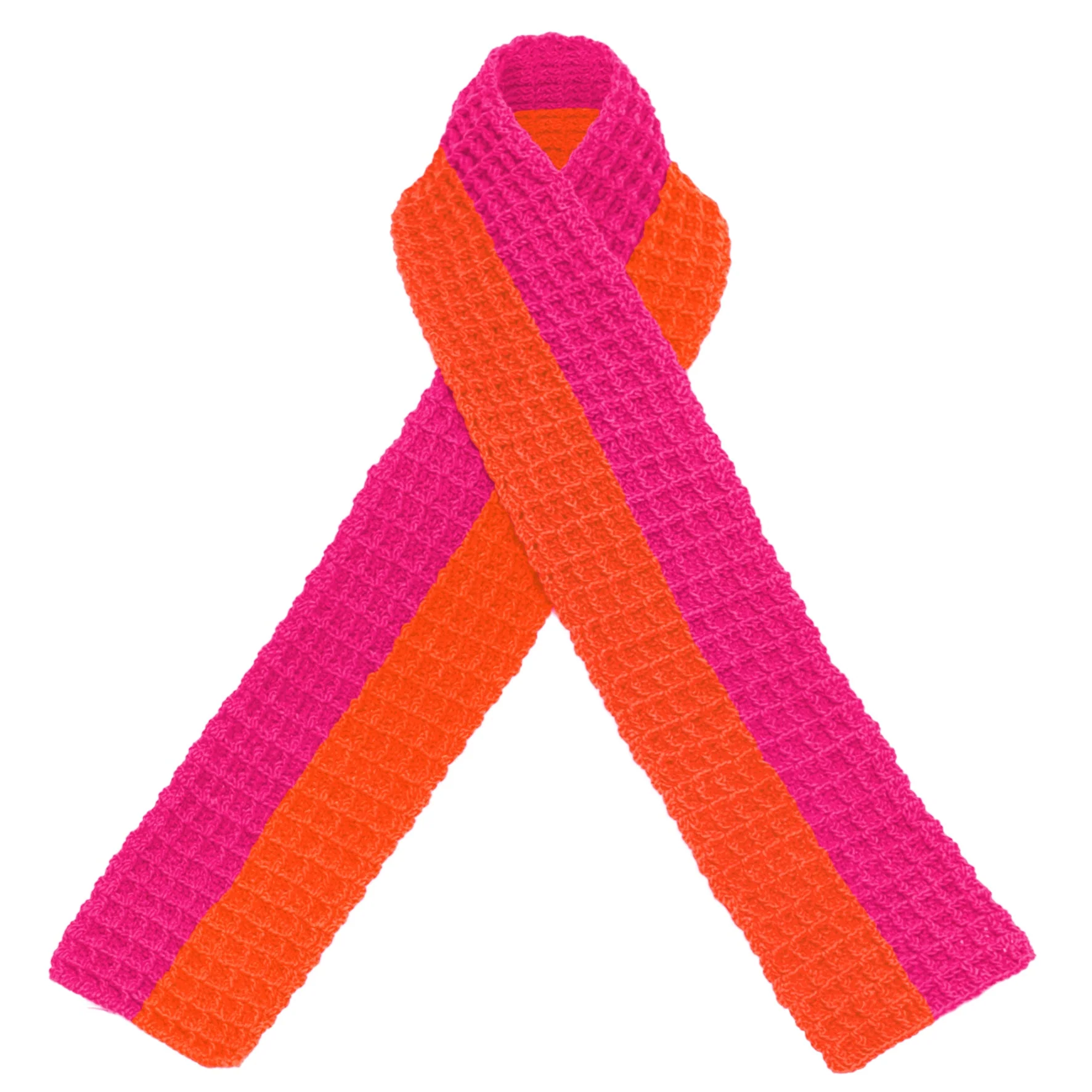 WAFFLE Crochet Scarf in Candy Pink & Tangerine Orange - Image 4