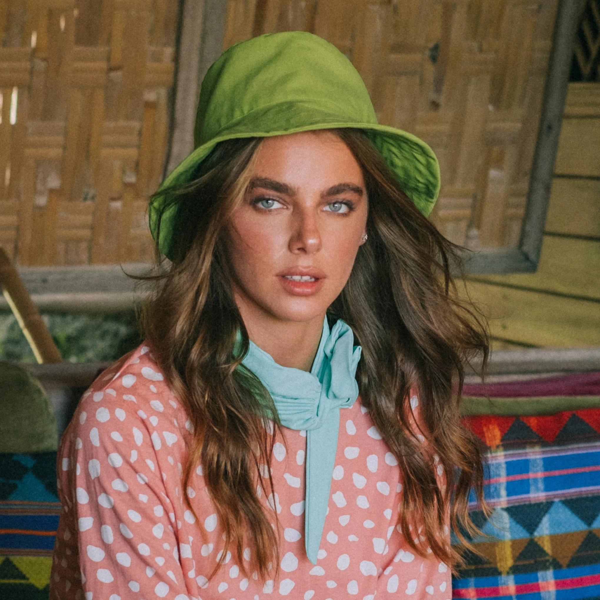 WATU Seaside Cotton Bucket Hat in Lime Green - Image 2