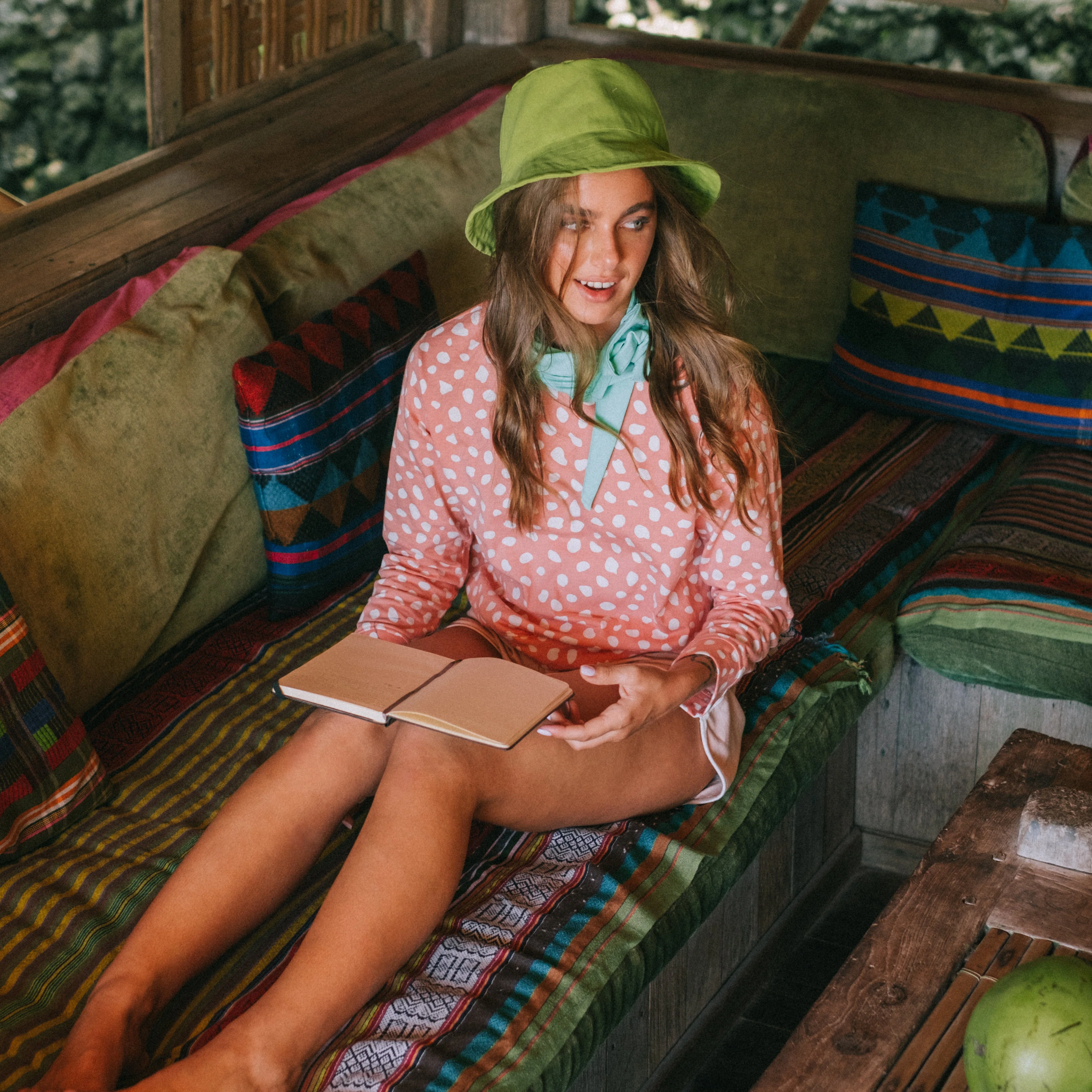 WATU Seaside Cotton Bucket Hat in Lime Green - Image 3