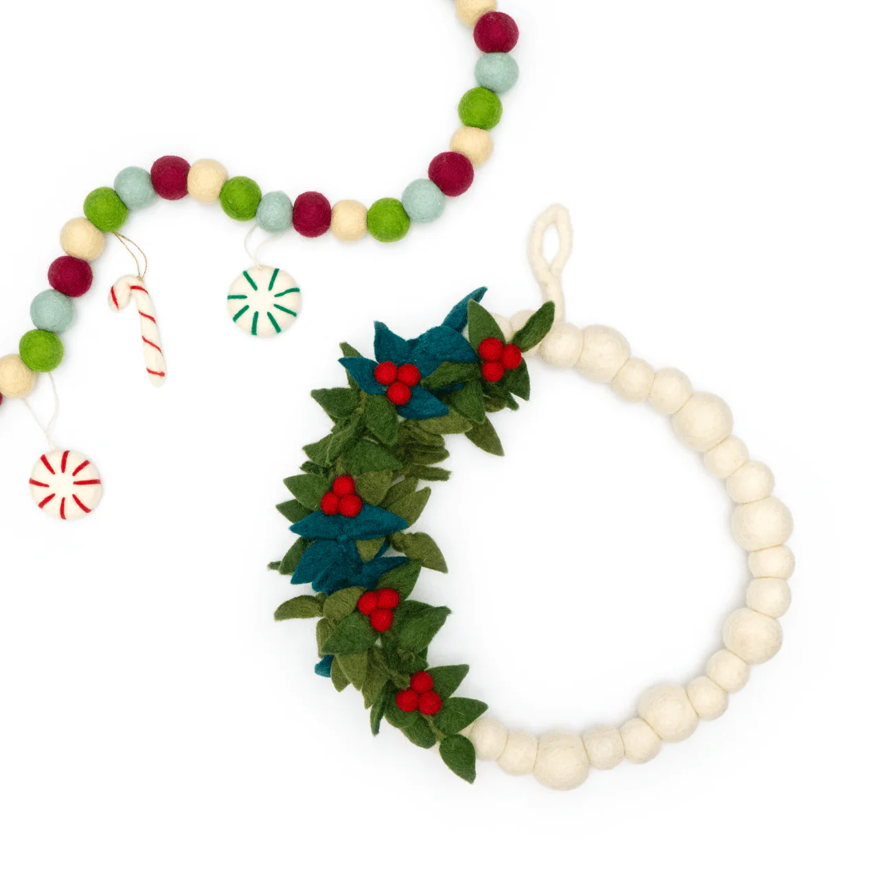 White Mistletoe Red Berry Wreath - RED - Image 2