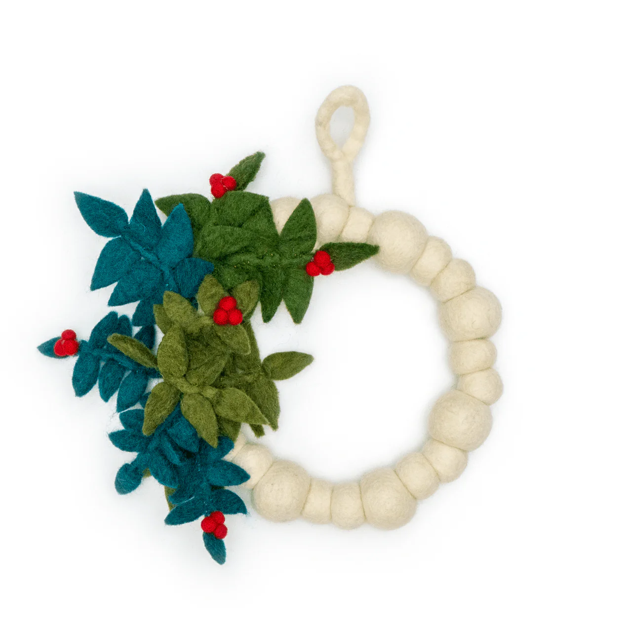 White Mistletoe Red Berry Wreath - RED - Image 3