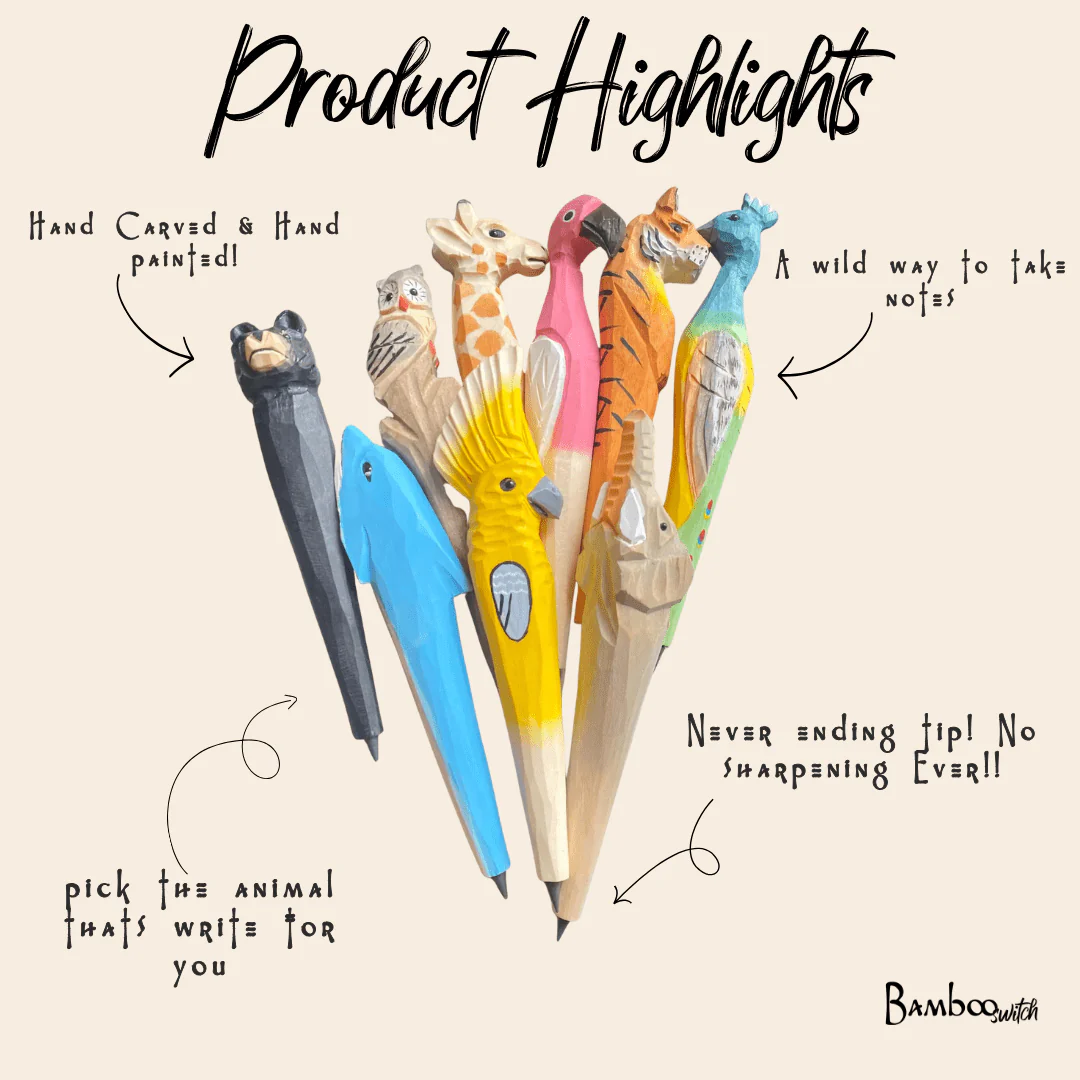 Kids Wooden Animal Never Ending Pencil - Image 2