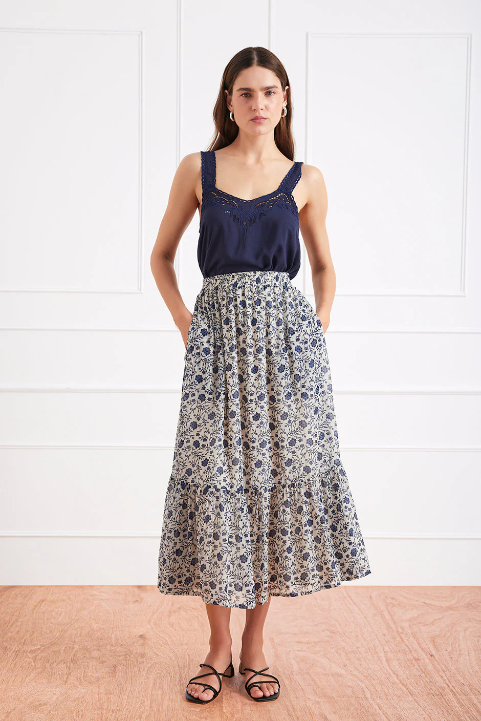 Wren Skirt in Sapphire Vines - Image 2