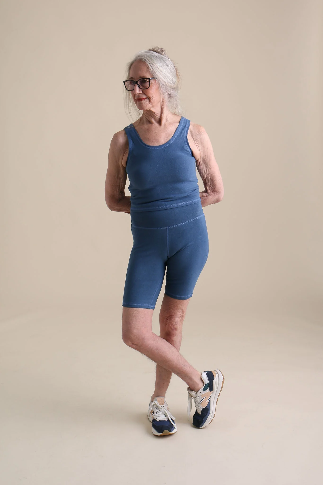 Yoga Bike Shorts in Azure - Image 4