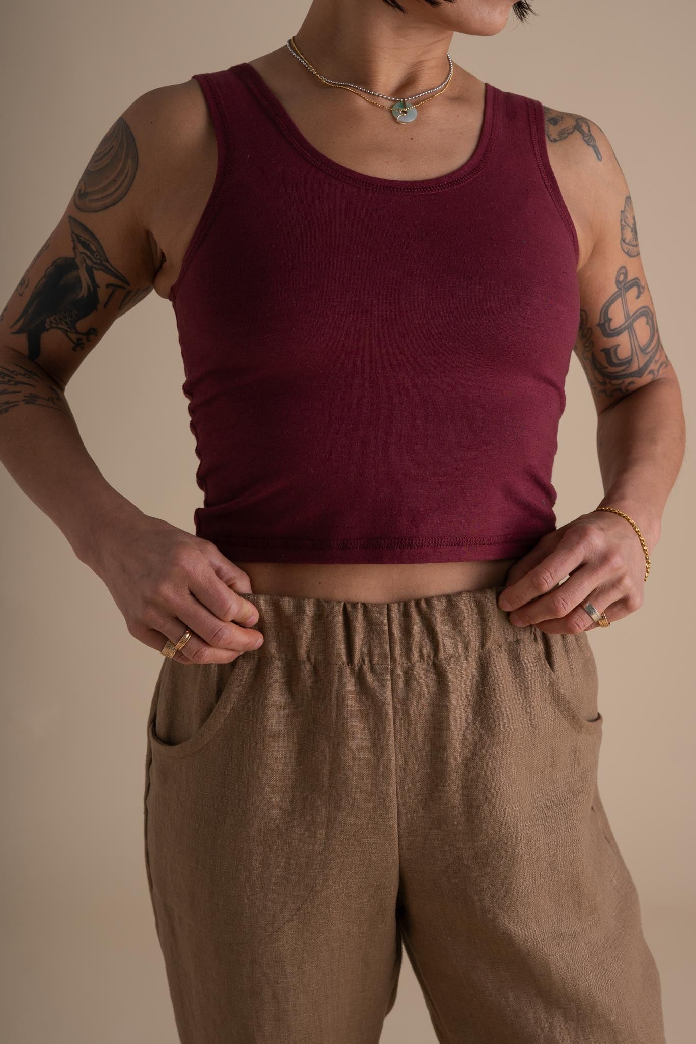 Yoga Crop Tank in Cranberry - Image 10