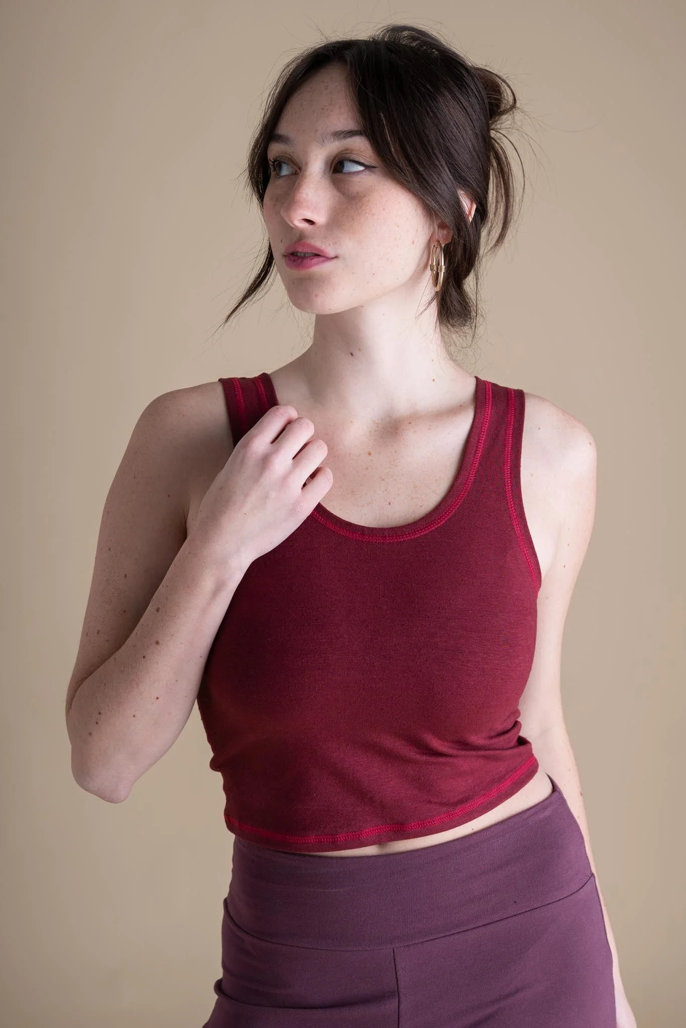 Yoga Crop Tank in Cranberry - Image 3