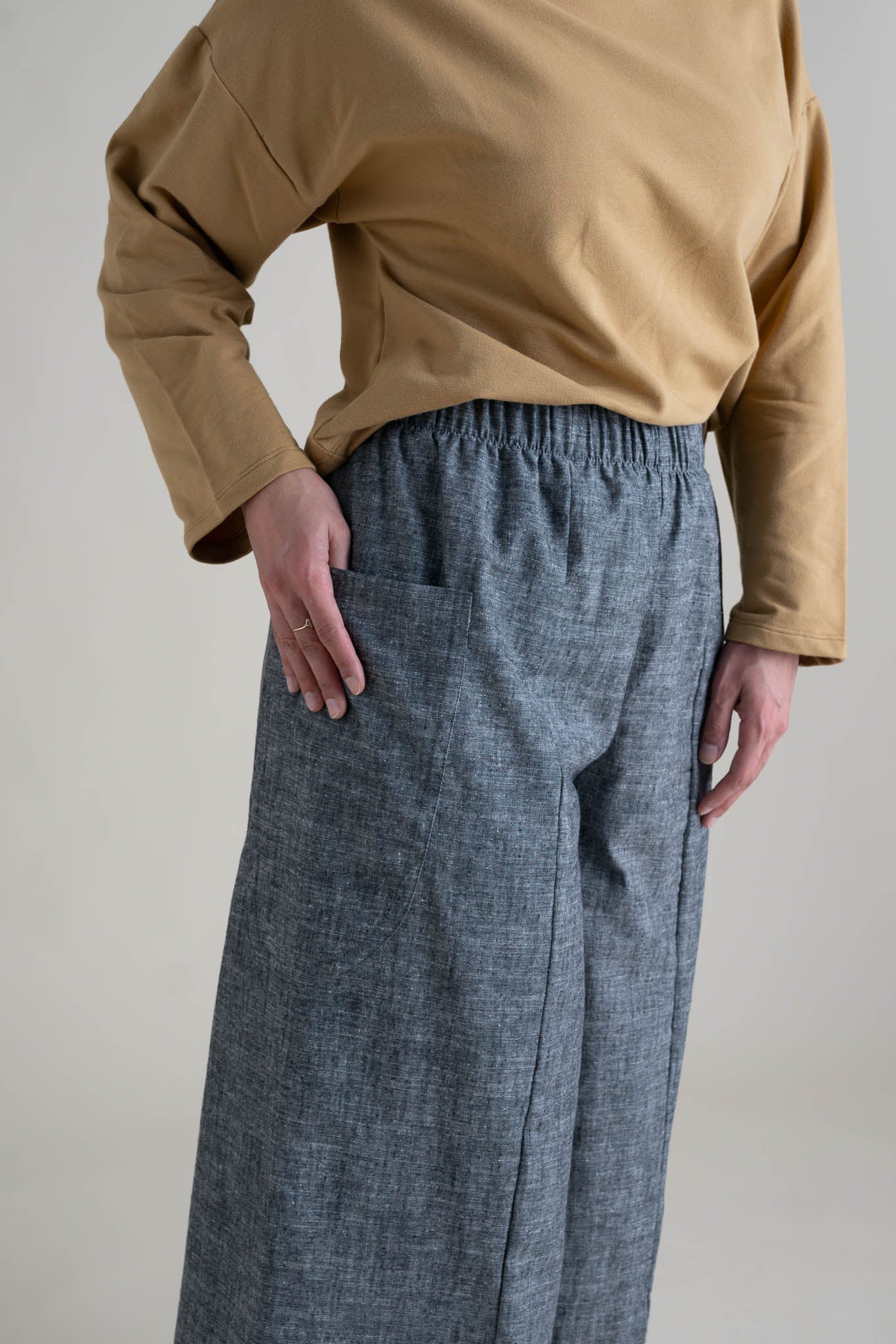 Zero Waste Pants in Gray Chambray - Image 3